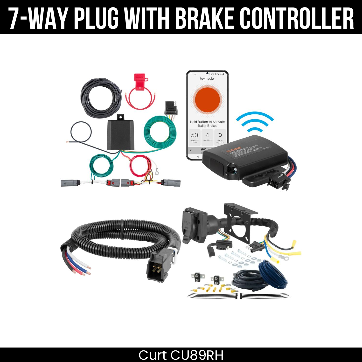 Trailer Wiring 7-Way Plug w/ Bracket , Echo Under-Dash Brake Control