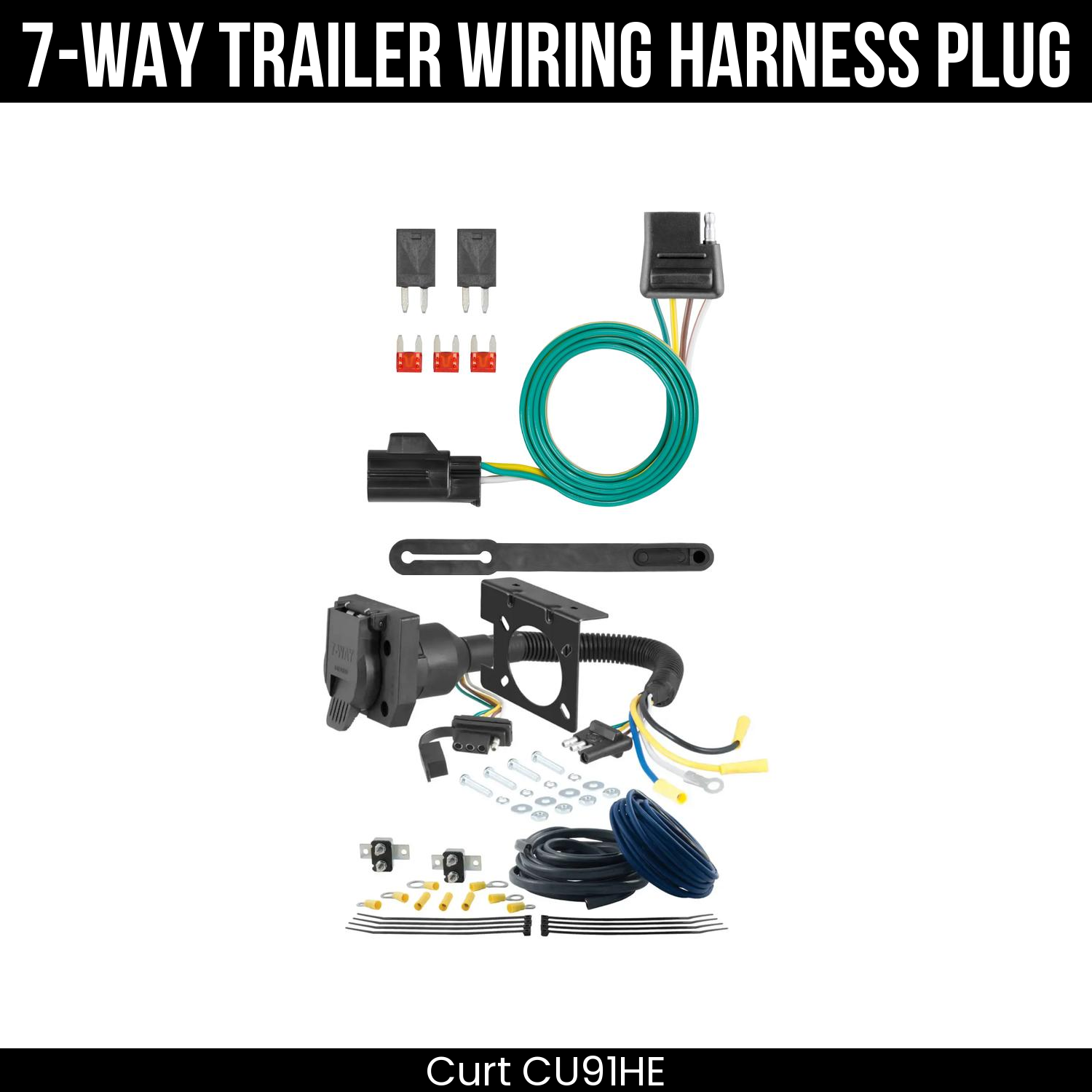 Trailer Wiring 7-Way Plug w/ Bracket