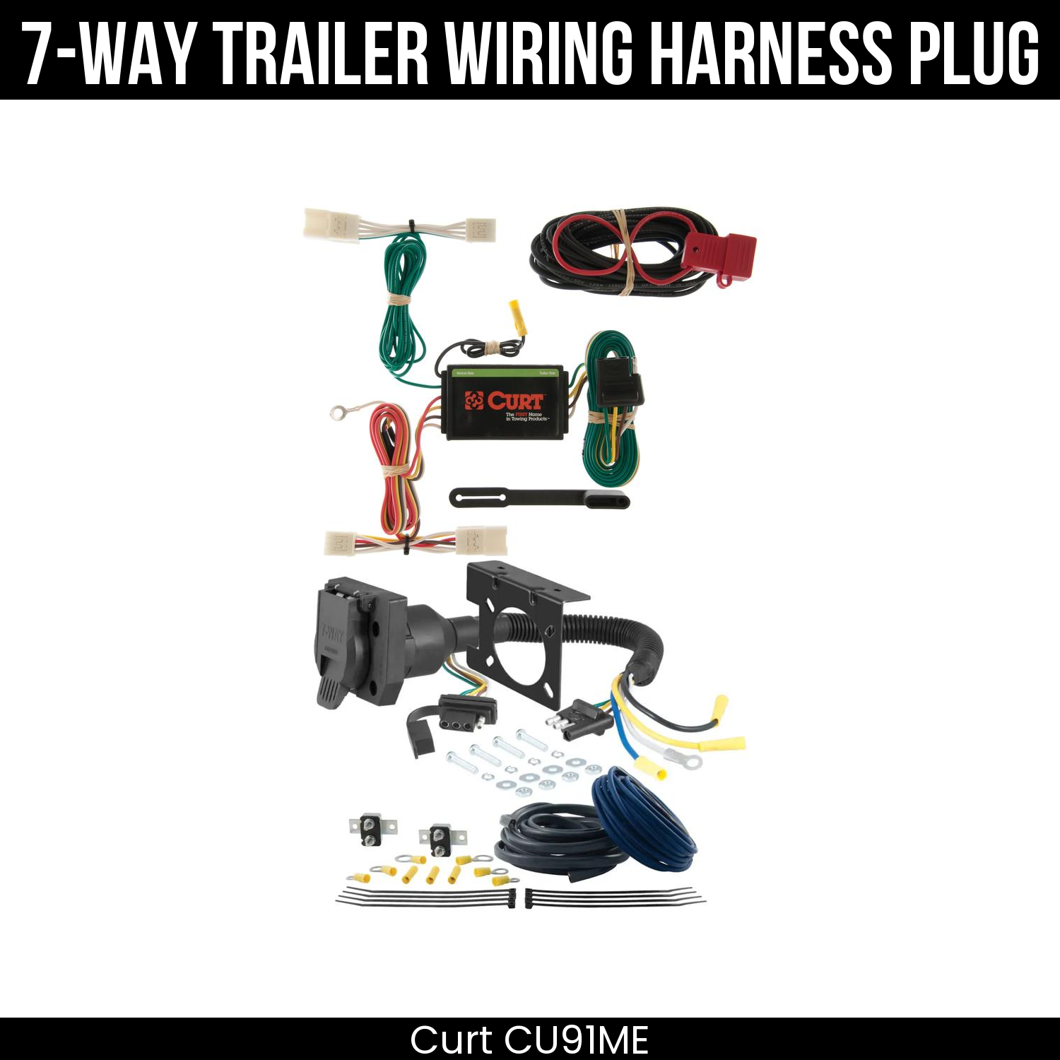 Trailer Wiring 7-Way Plug w/ Bracket
