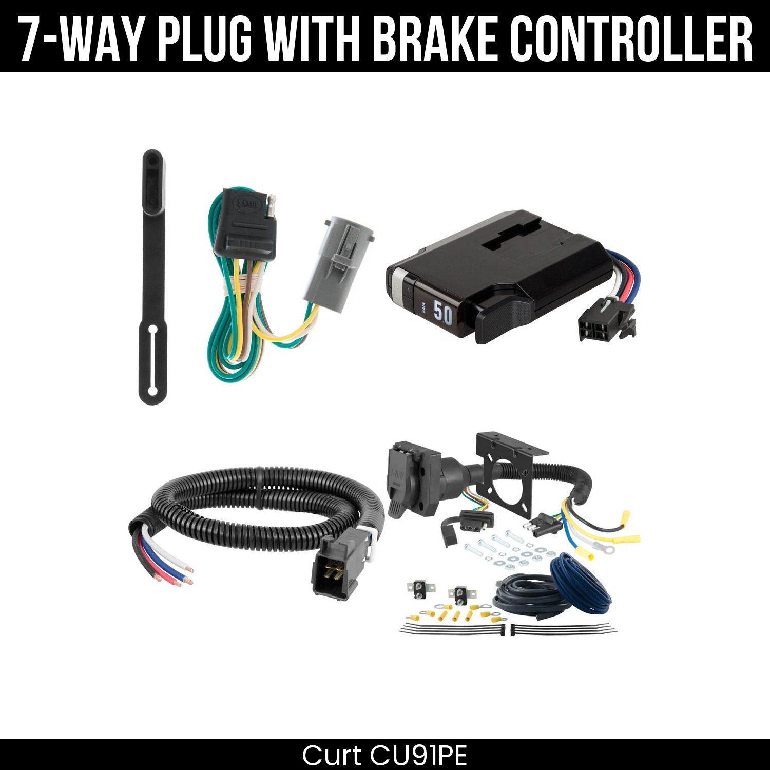 Trailer Wiring 7-Way Plug w/ Bracket , TriFlex NEXT Brake Control