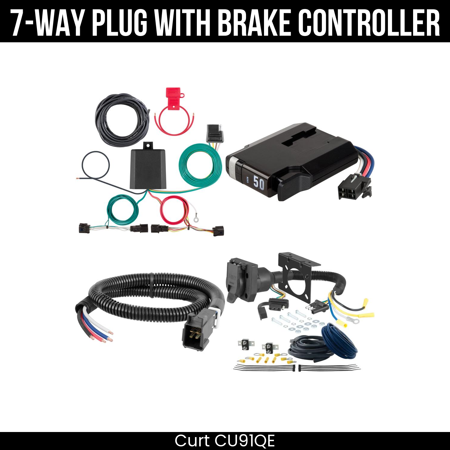 Trailer Wiring 7-Way Plug w/ Bracket , TriFlex NEXT Brake Control