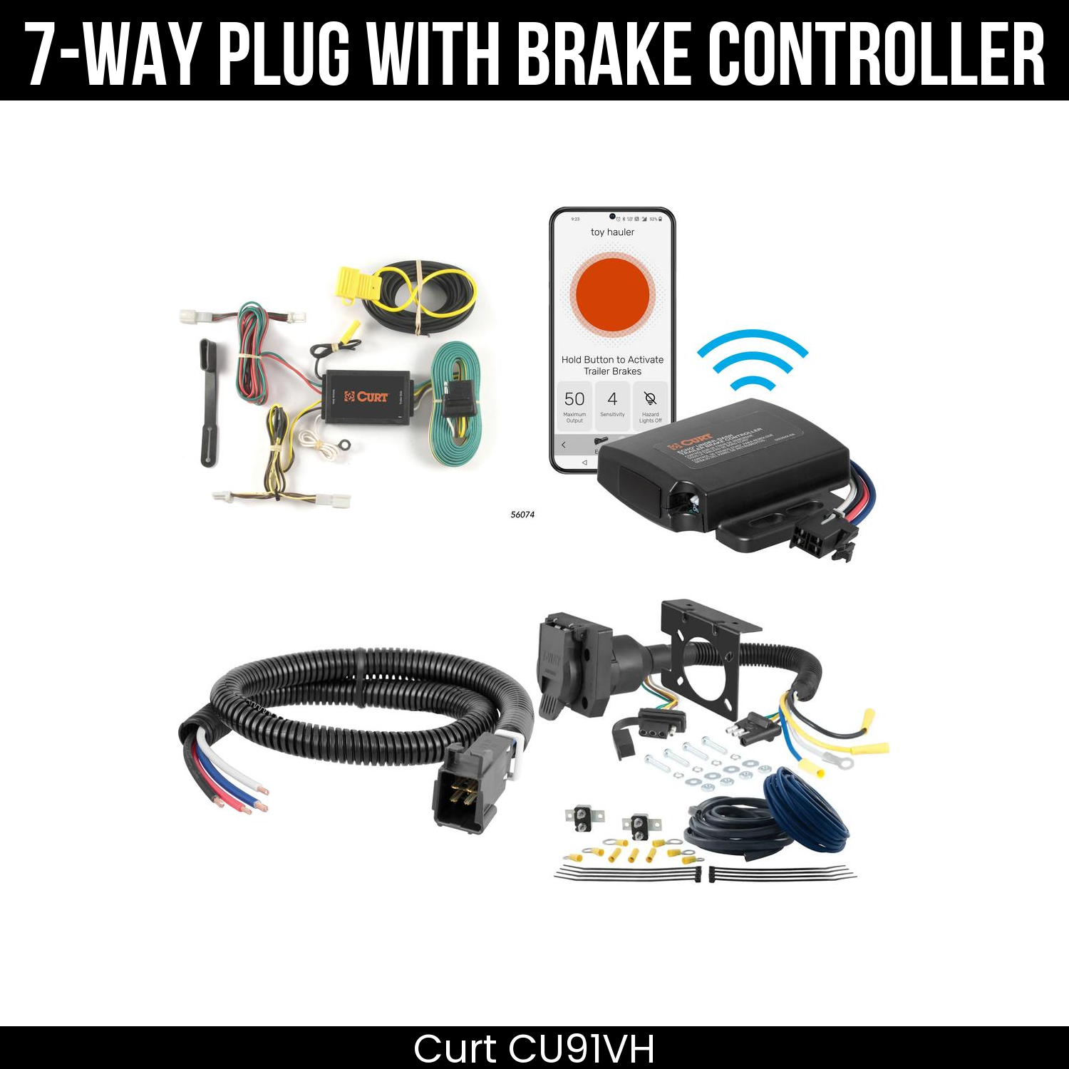 Trailer Wiring 7-Way Plug w/ Bracket , Echo Under-Dash Brake Control