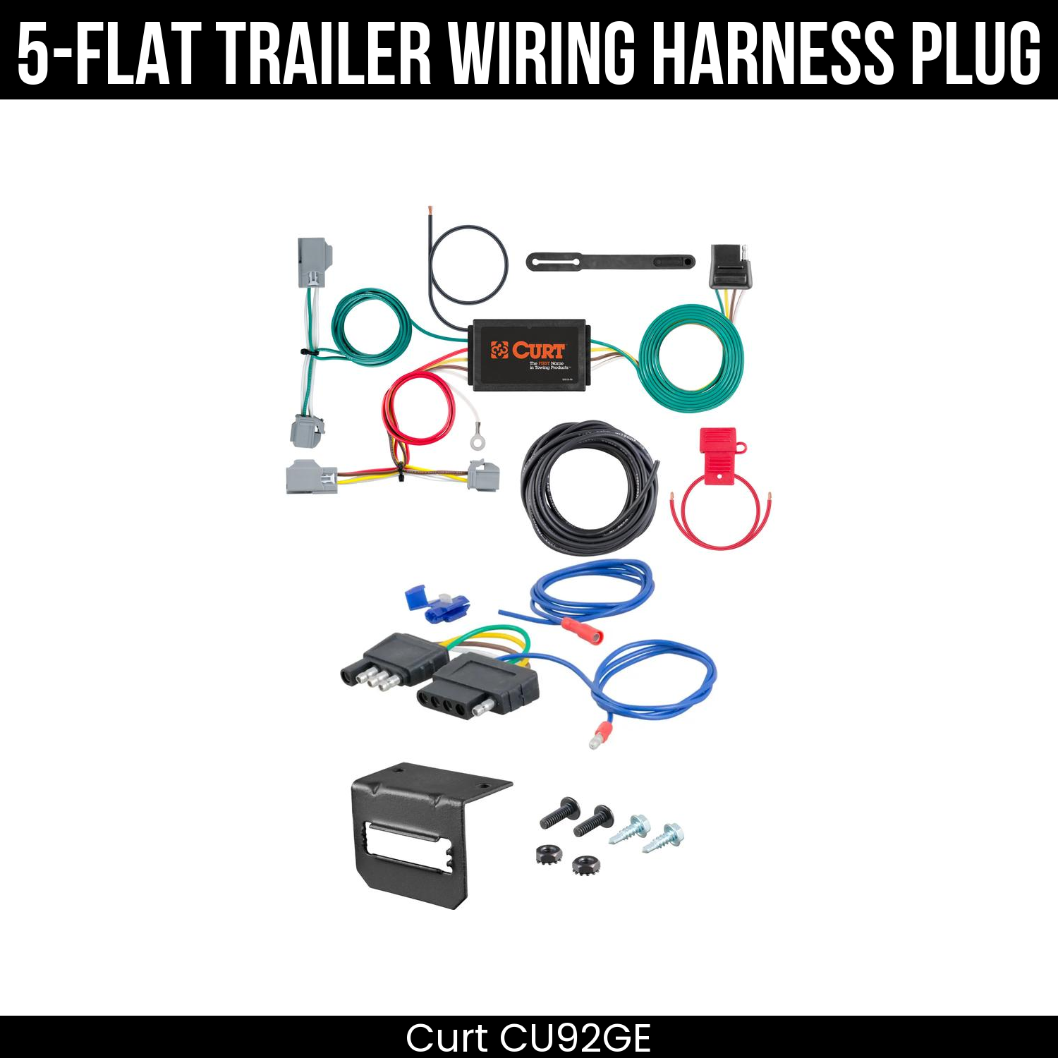 Trailer Wiring 5-Flat Plug w/ Bracket