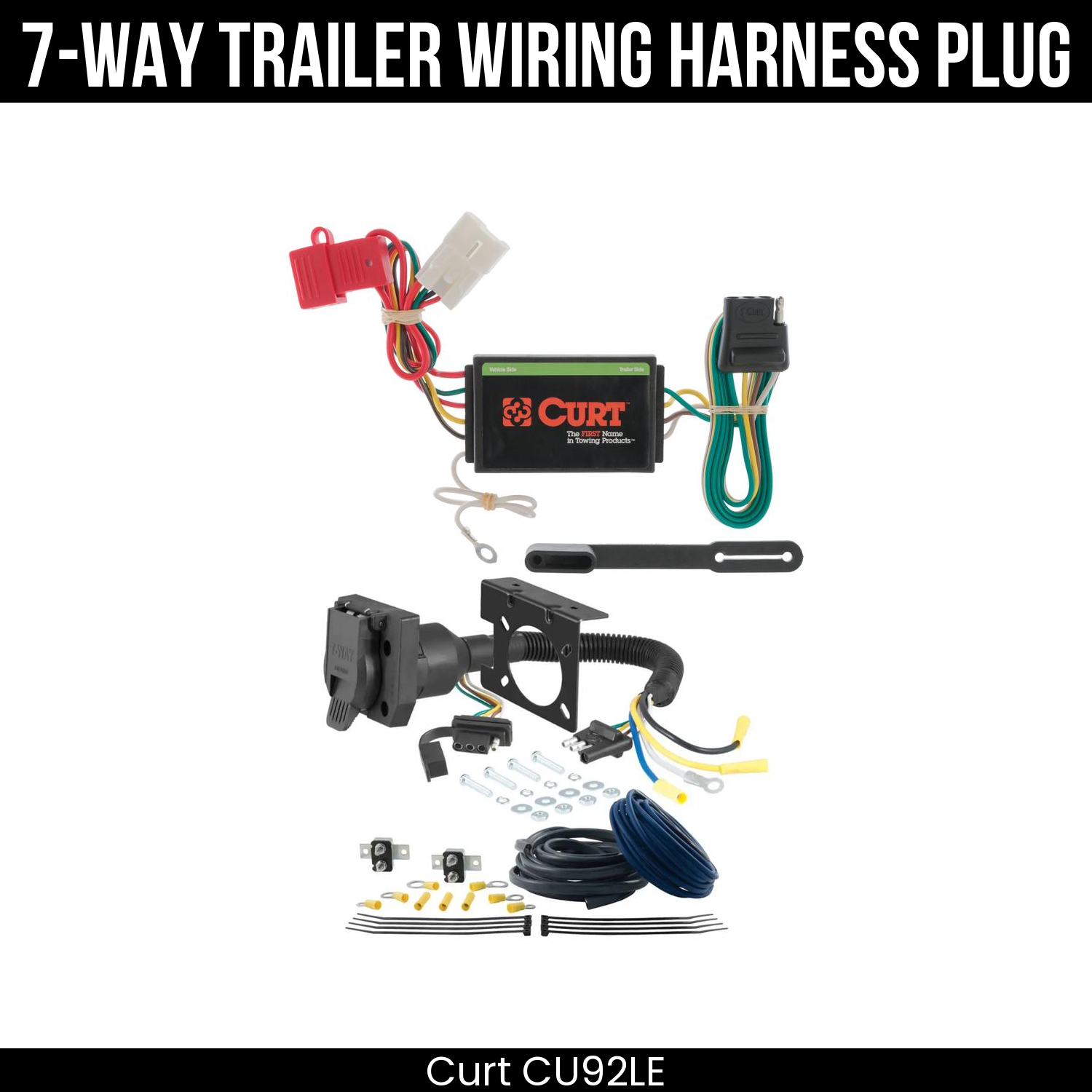 Trailer Wiring 7-Way Plug w/ Bracket