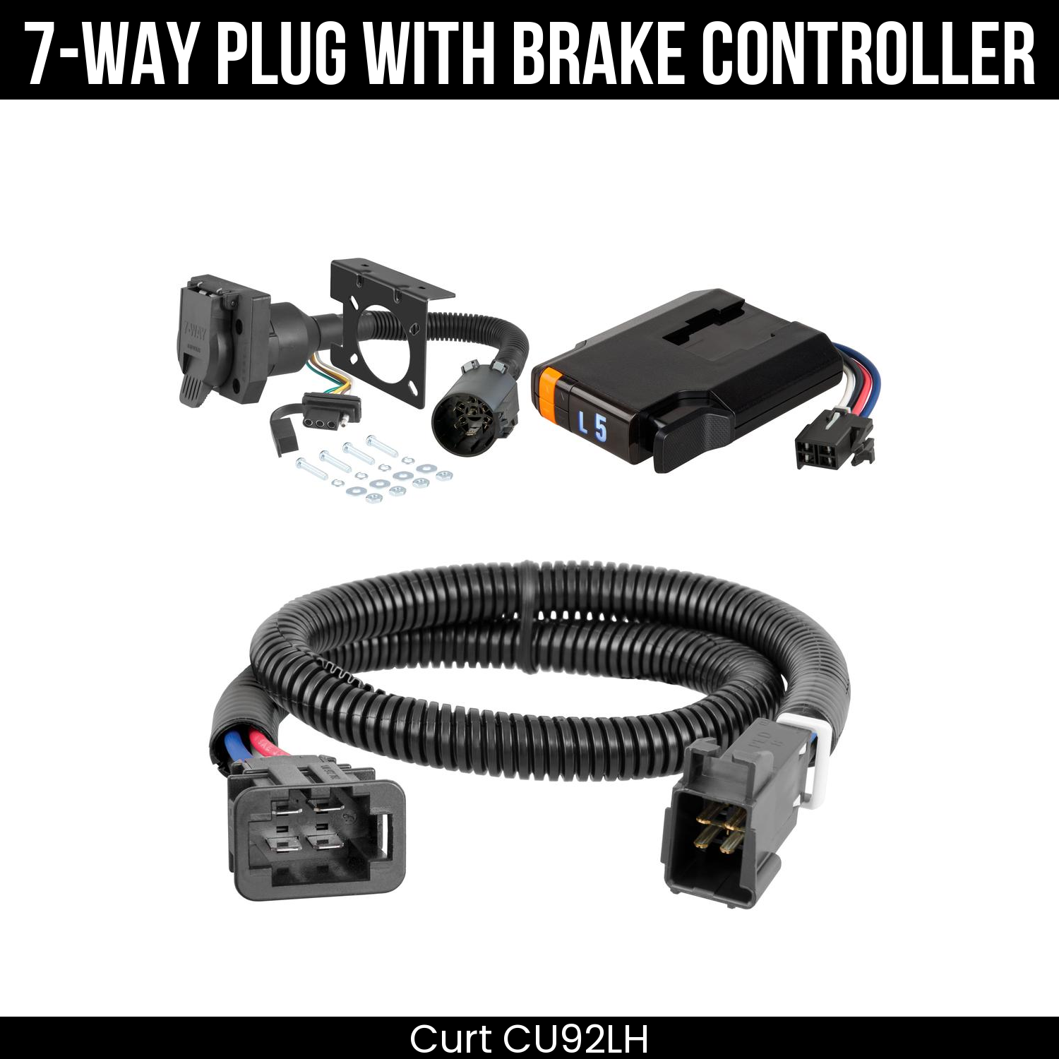 Trailer Wiring 7-Way Plug w/ Bracket , Discovery Next Brake Control