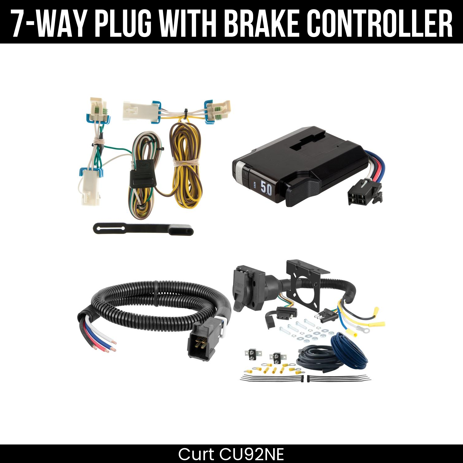 Trailer Wiring 7-Way Plug w/ Bracket , TriFlex NEXT Brake Control