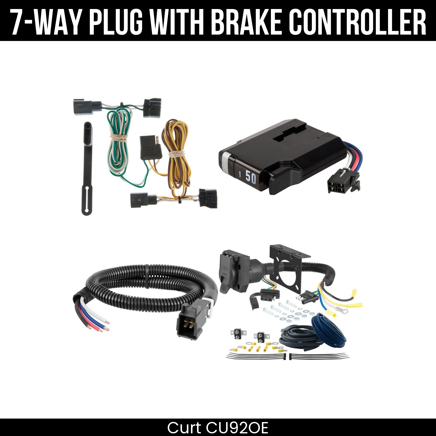 Trailer Wiring 7-Way Plug w/ Bracket , TriFlex NEXT Brake Control