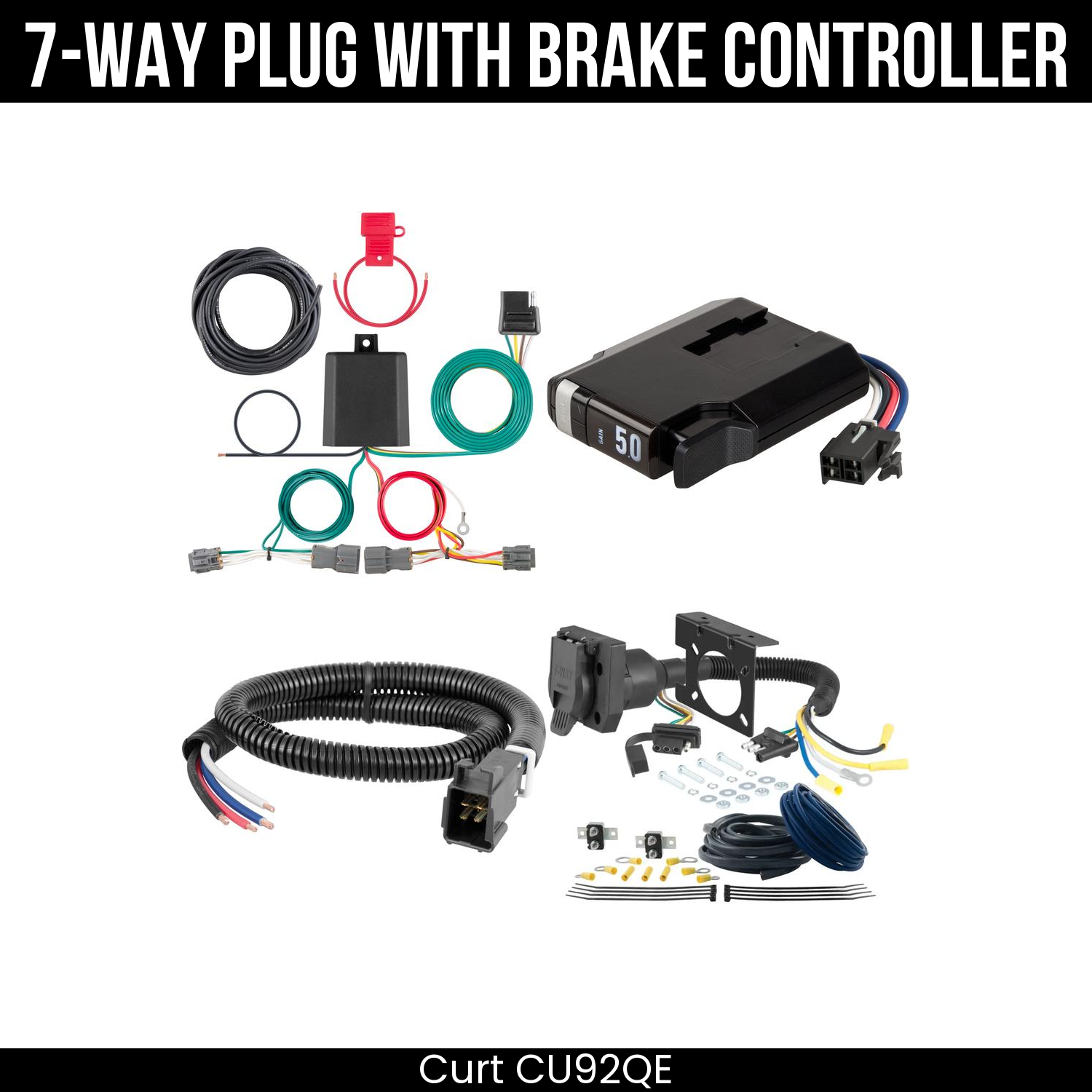 Trailer Wiring 7-Way Plug w/ Bracket , TriFlex NEXT Brake Control