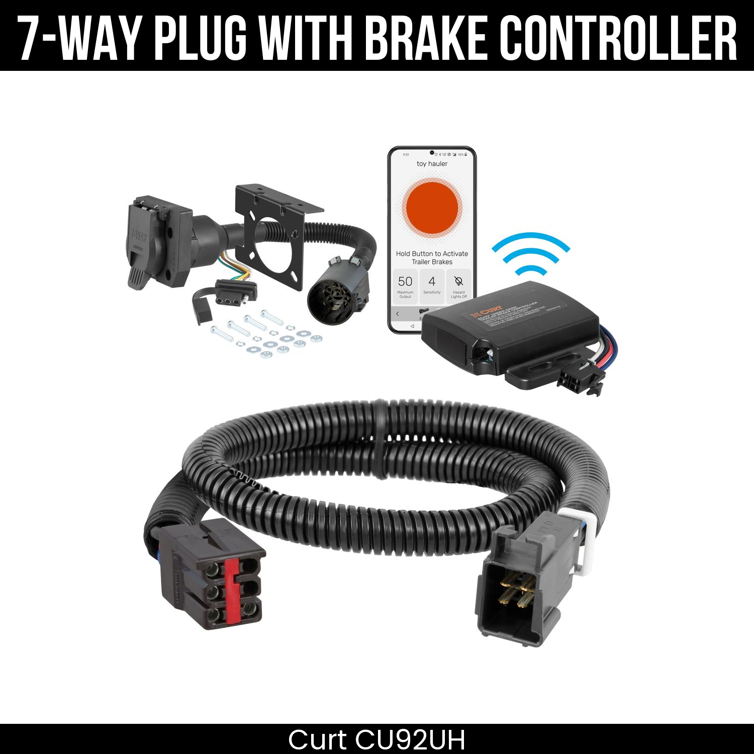 Trailer Wiring 7-Way Plug w/ Bracket , Echo Under-Dash Brake Control