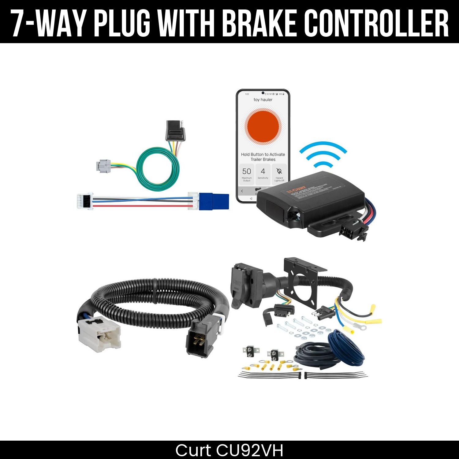 Trailer Wiring 7-Way Plug w/ Bracket , Echo Under-Dash Brake Control