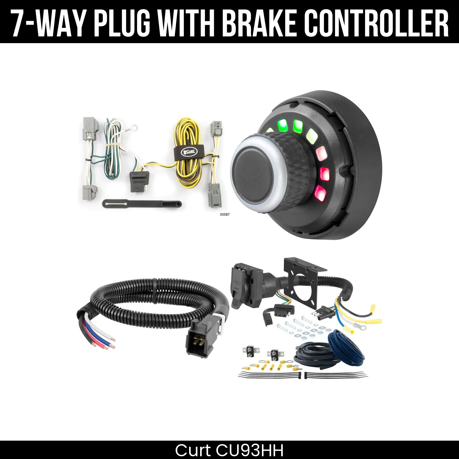 Trailer Wiring 7-Way Plug w/ Bracket , Spectrum Brake Control