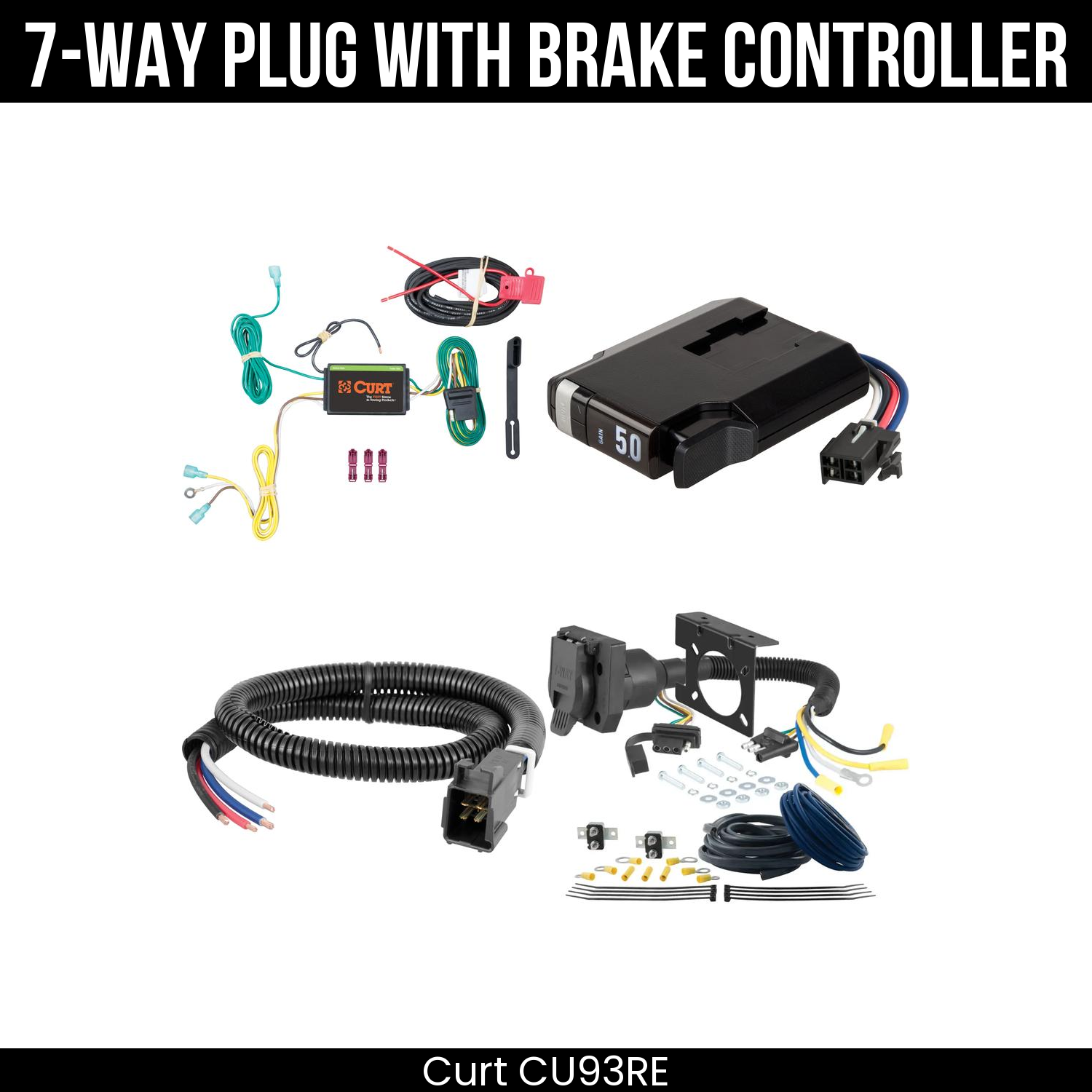 Trailer Wiring 7-Way Plug w/ Bracket , TriFlex NEXT Brake Control