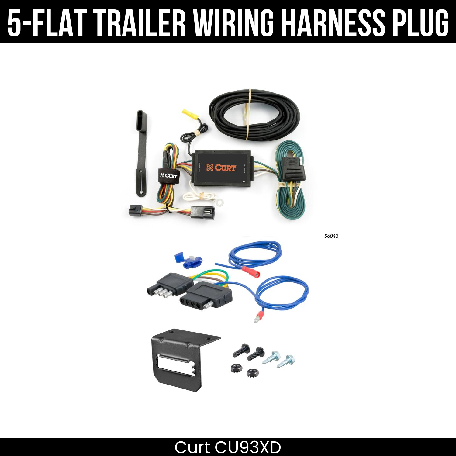 Trailer Wiring 5-Flat Plug w/ Bracket