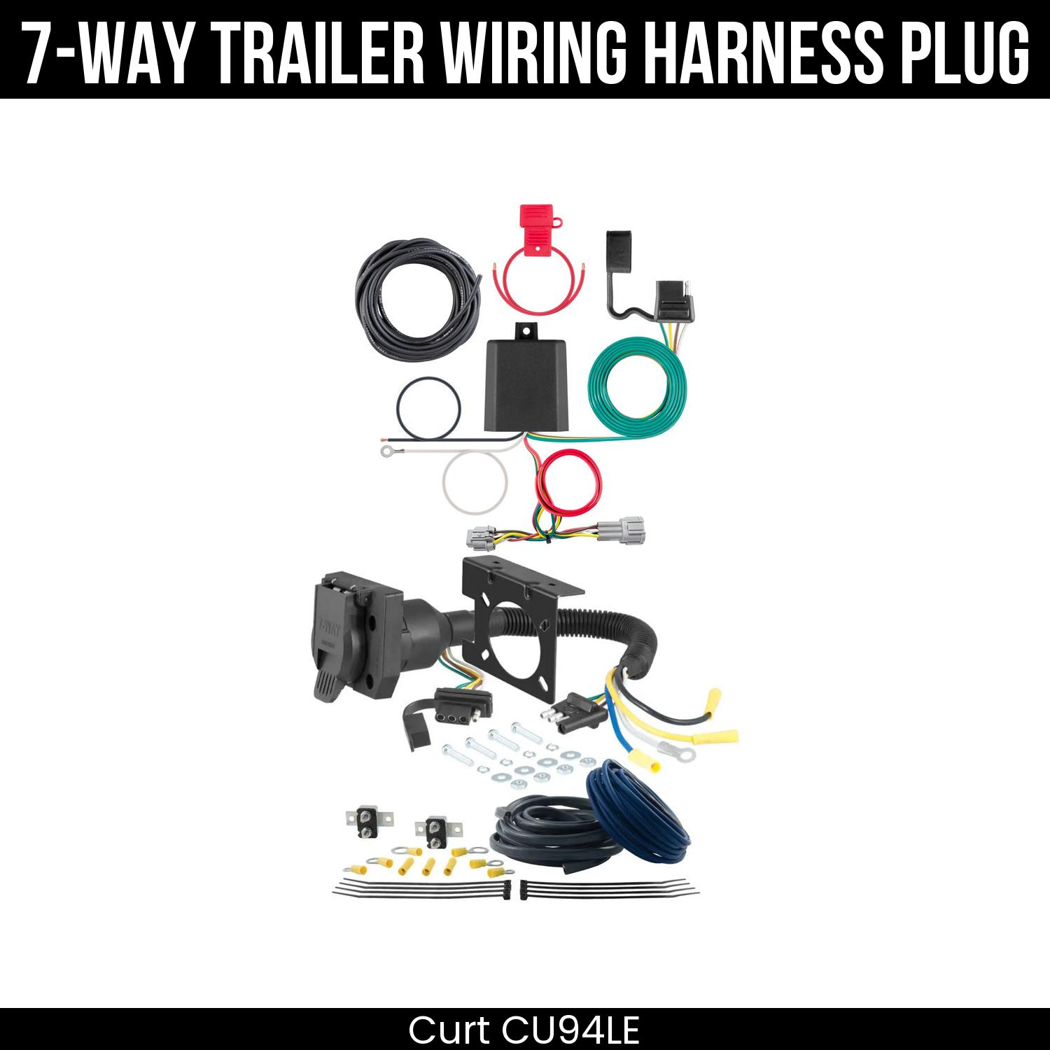 Trailer Wiring 7-Way Plug w/ Bracket