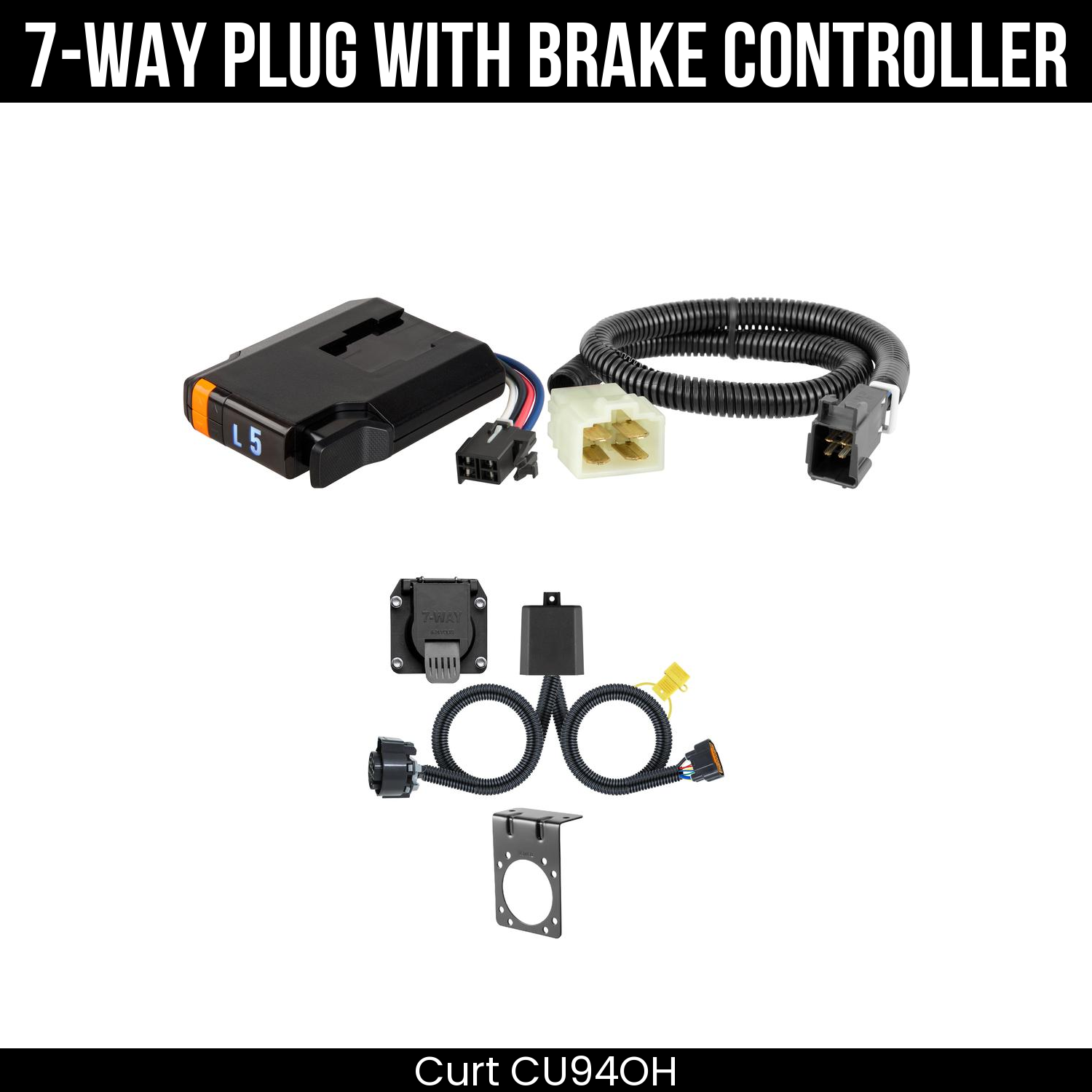 Trailer Wiring 7-Way Plug w/ Bracket , Discovery Next Brake Control