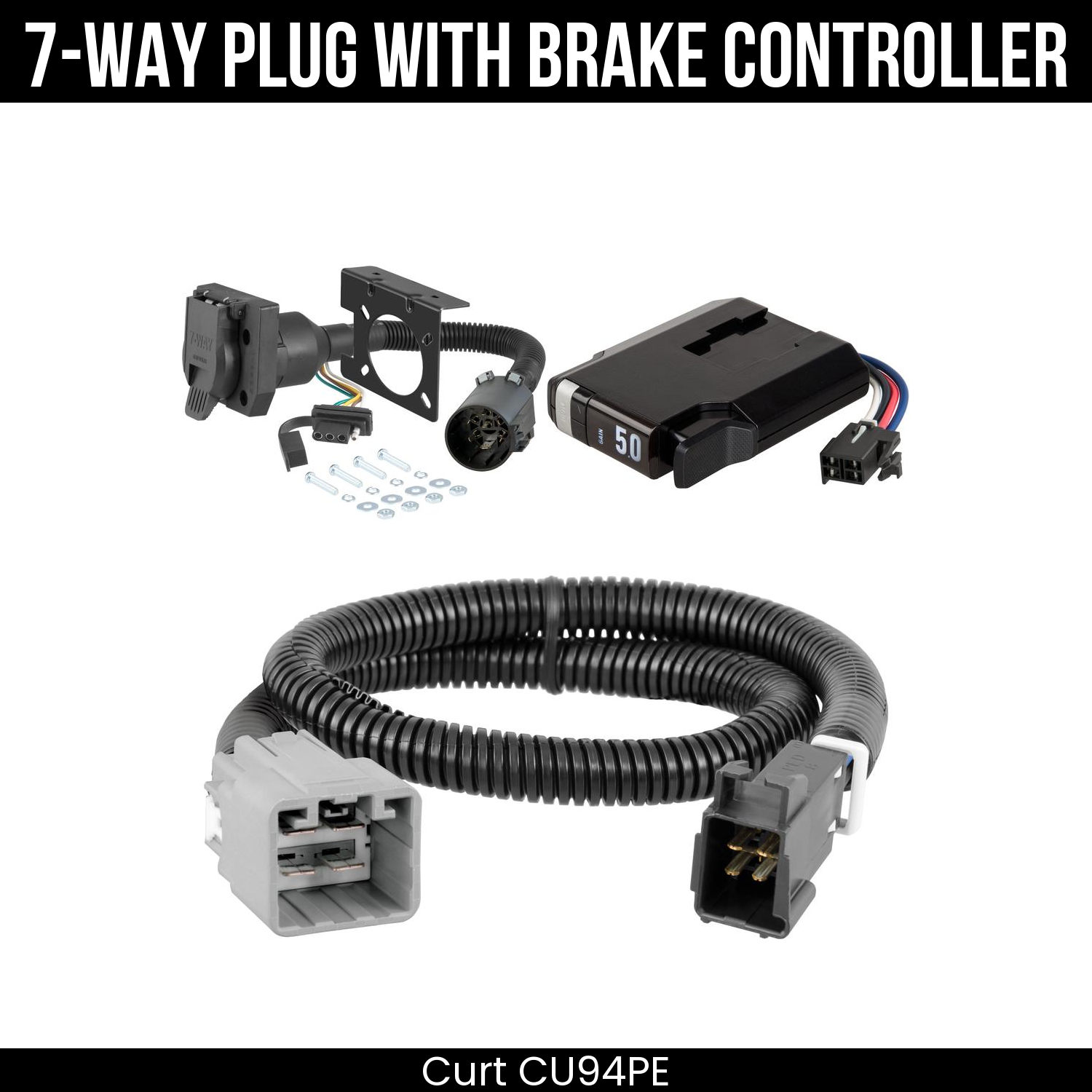 Trailer Wiring 7-Way Plug w/ Bracket , TriFlex NEXT Brake Control