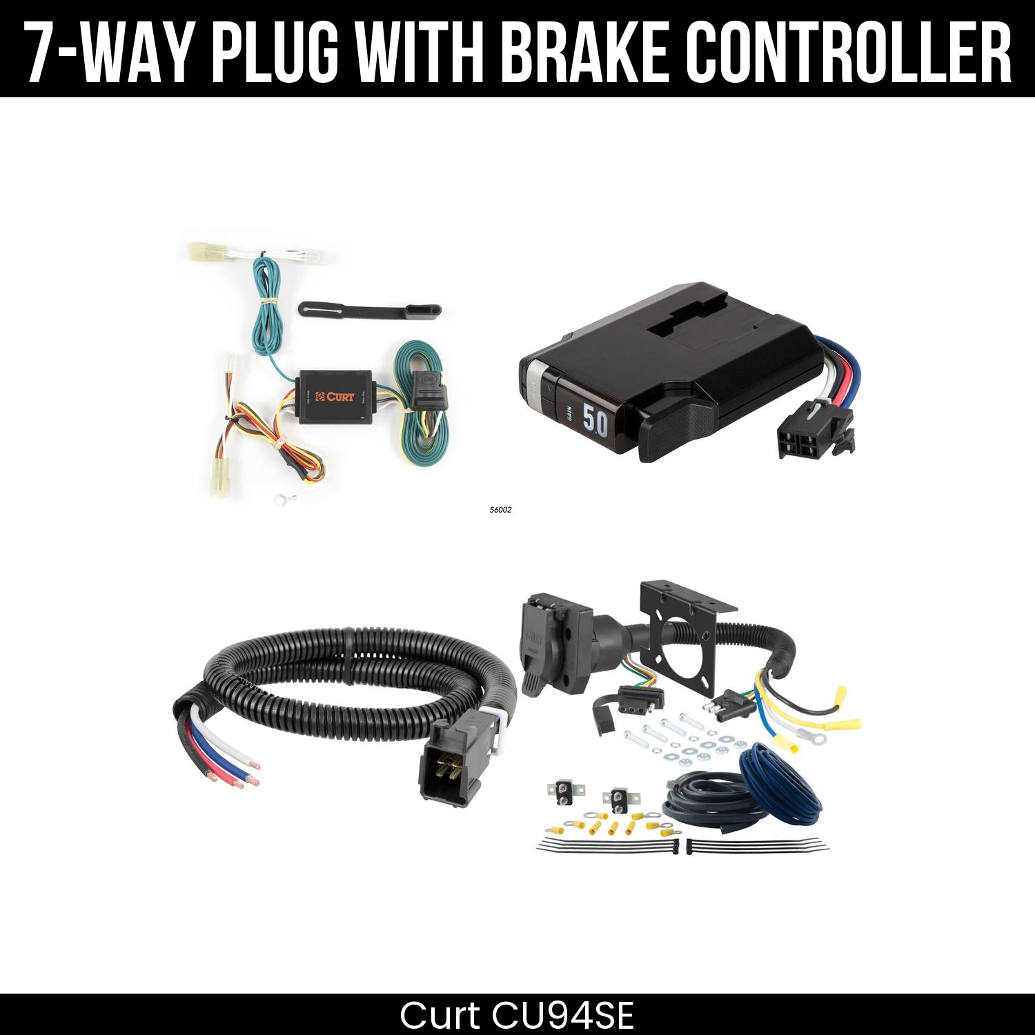 Trailer Wiring 7-Way Plug w/ Bracket , TriFlex NEXT Brake Control