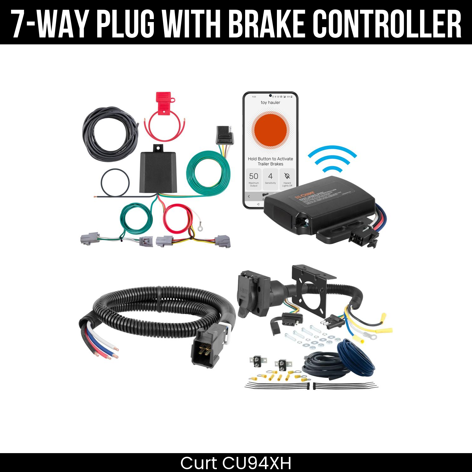 Trailer Wiring 7-Way Plug w/ Bracket , Echo Under-Dash Brake Control