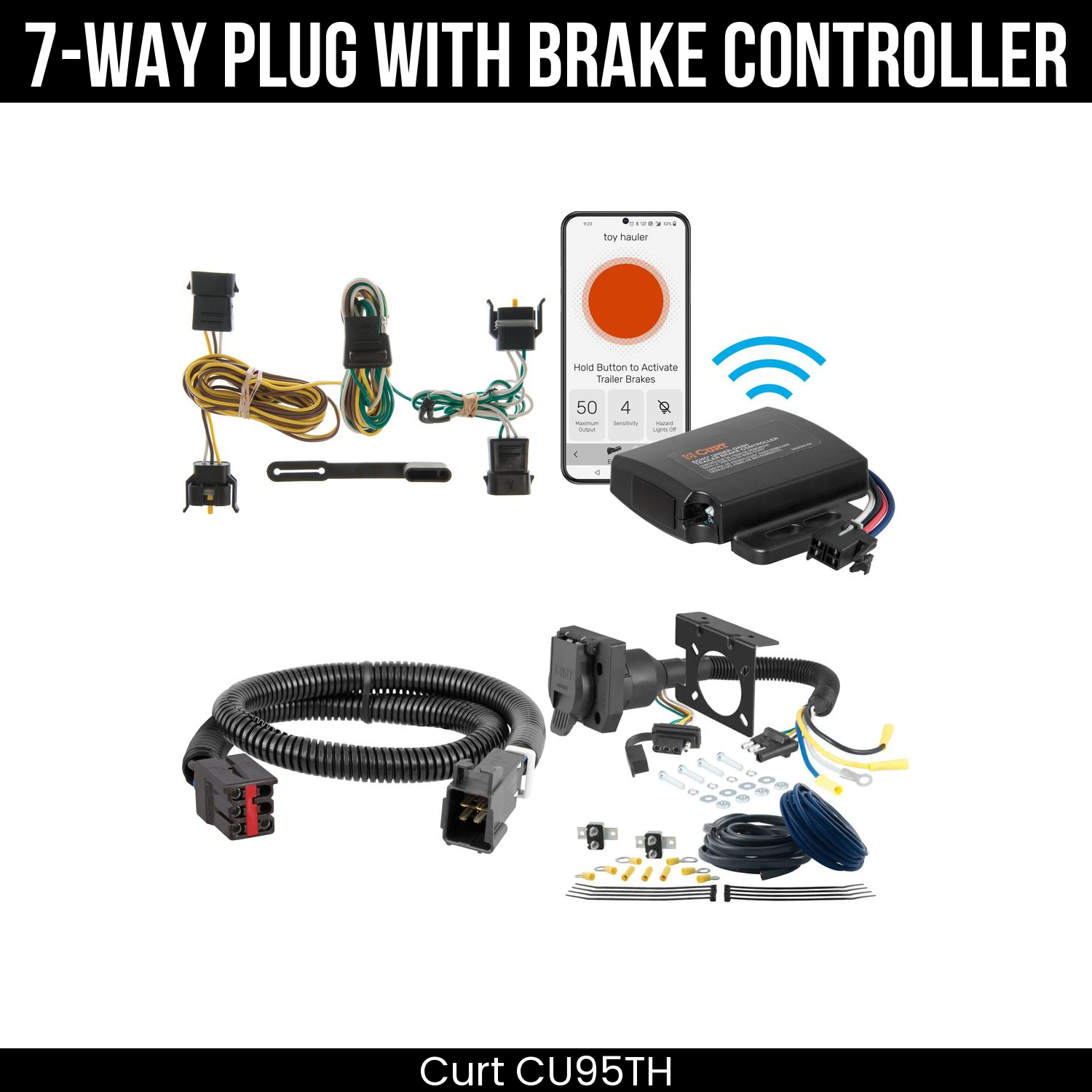 Trailer Wiring 7-Way Plug w/ Bracket , Echo Under-Dash Brake Control