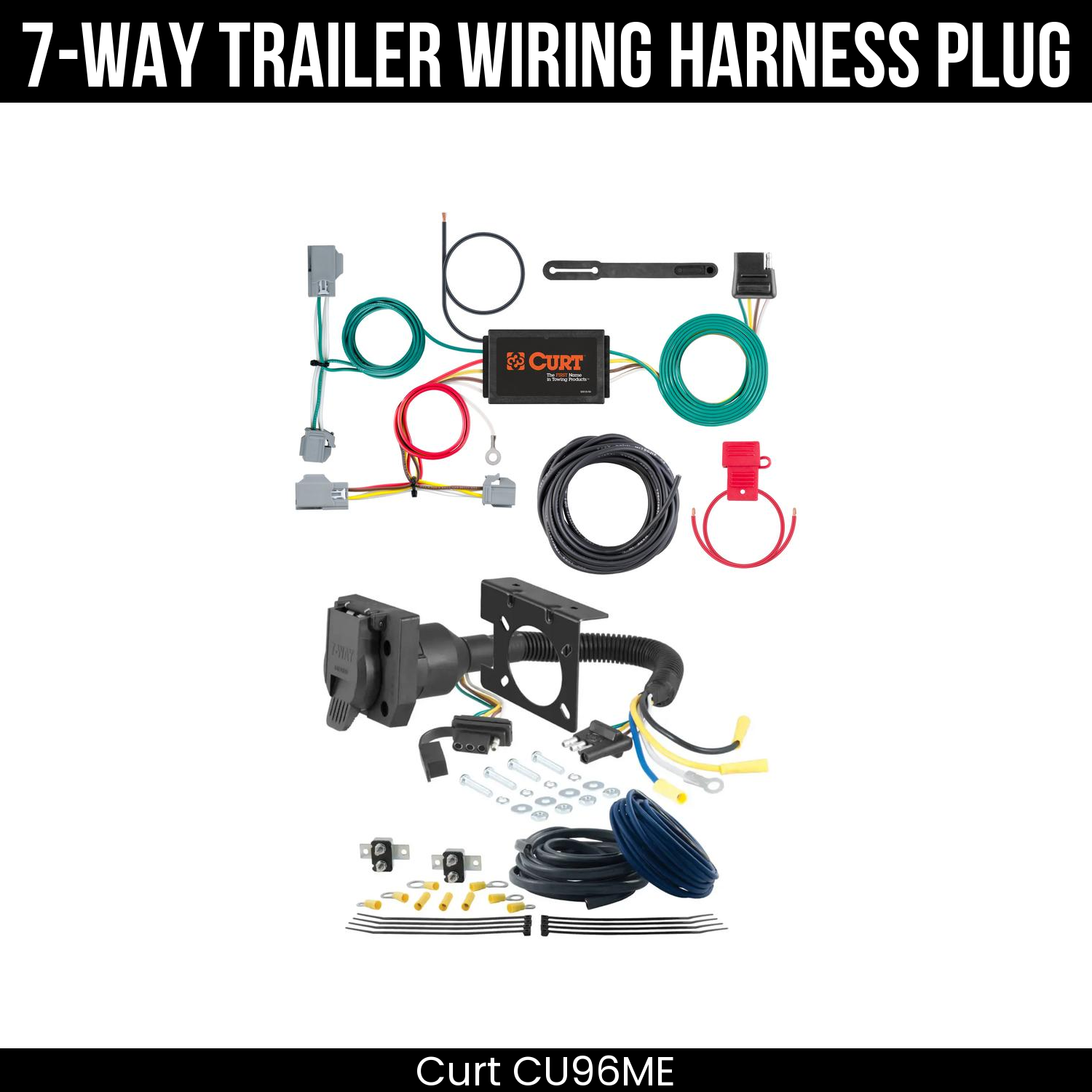 Trailer Wiring 7-Way Plug w/ Bracket