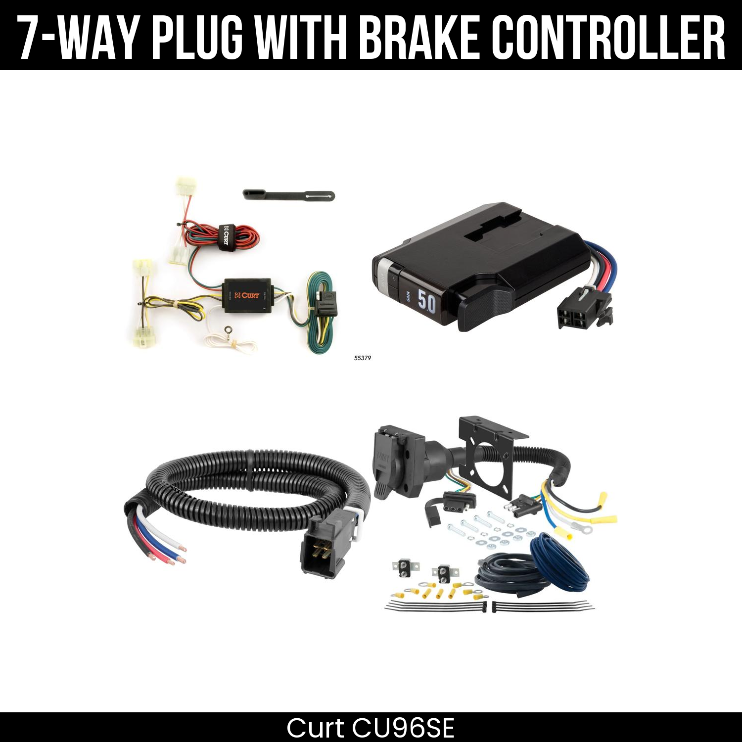 Trailer Wiring 7-Way Plug w/ Bracket , TriFlex NEXT Brake Control