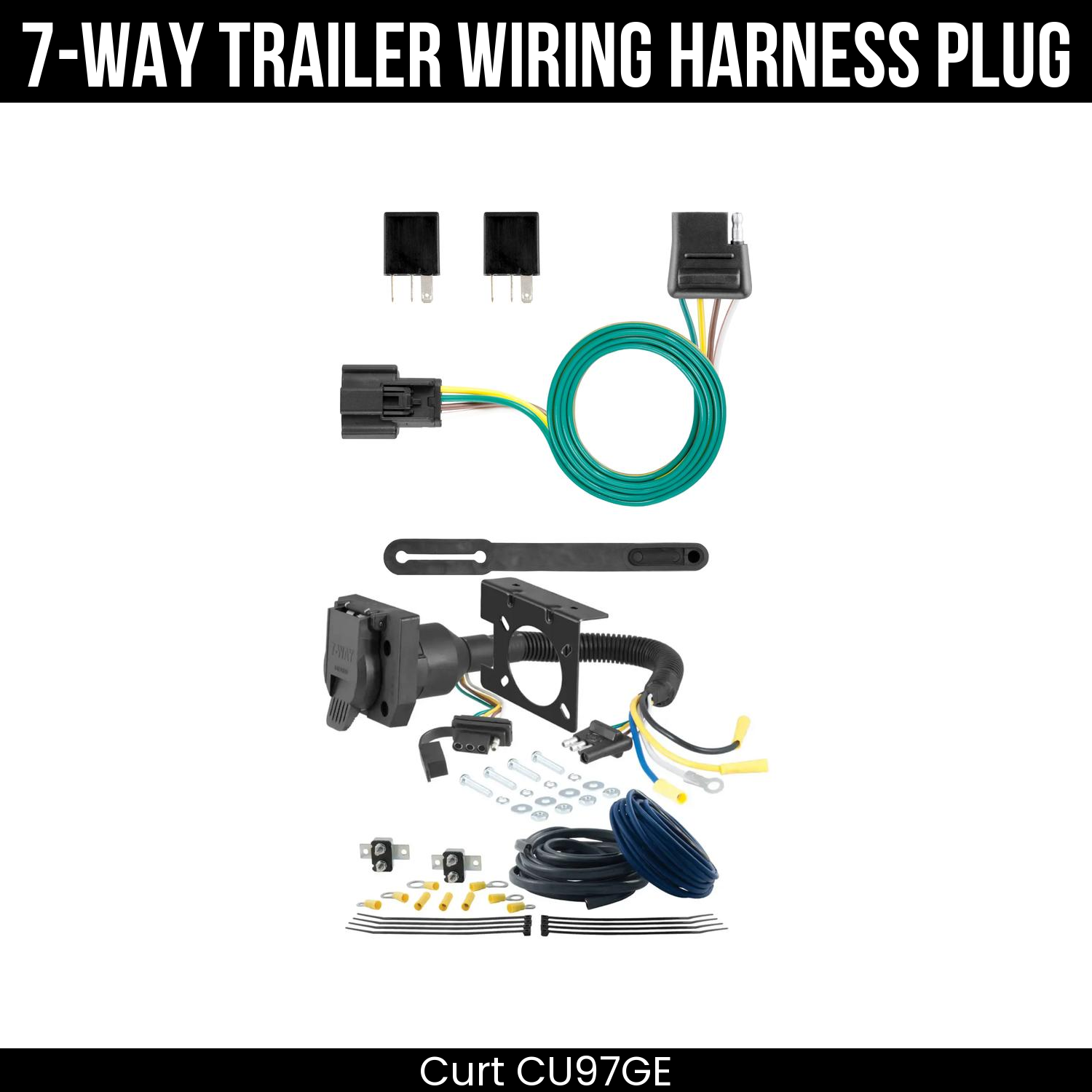 Trailer Wiring 7-Way Plug w/ Bracket