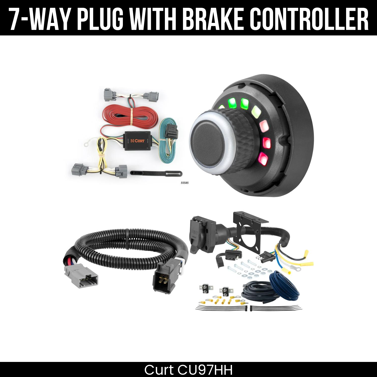 Trailer Wiring 7-Way Plug w/ Bracket , Spectrum Brake Control