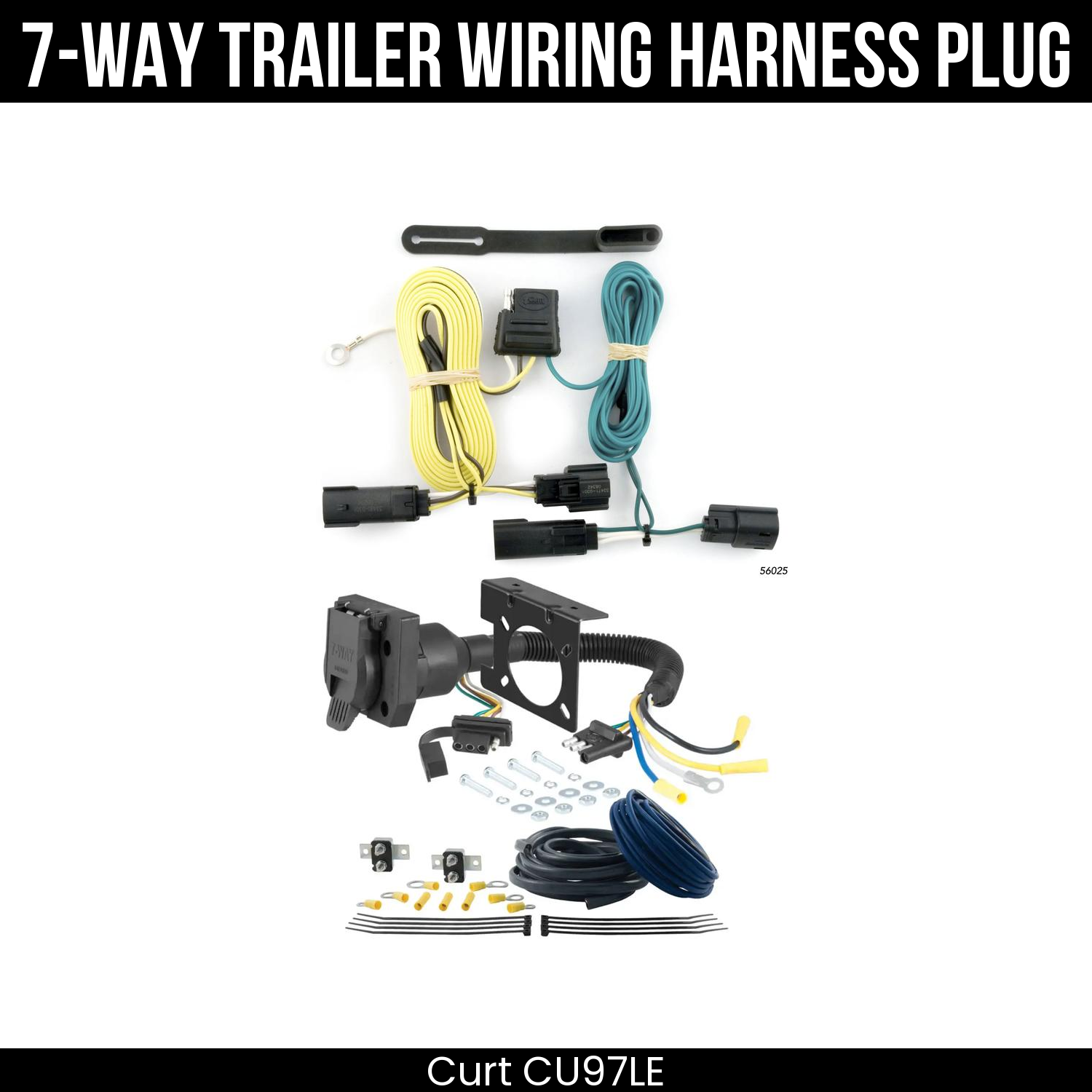 Trailer Wiring 7-Way Plug w/ Bracket