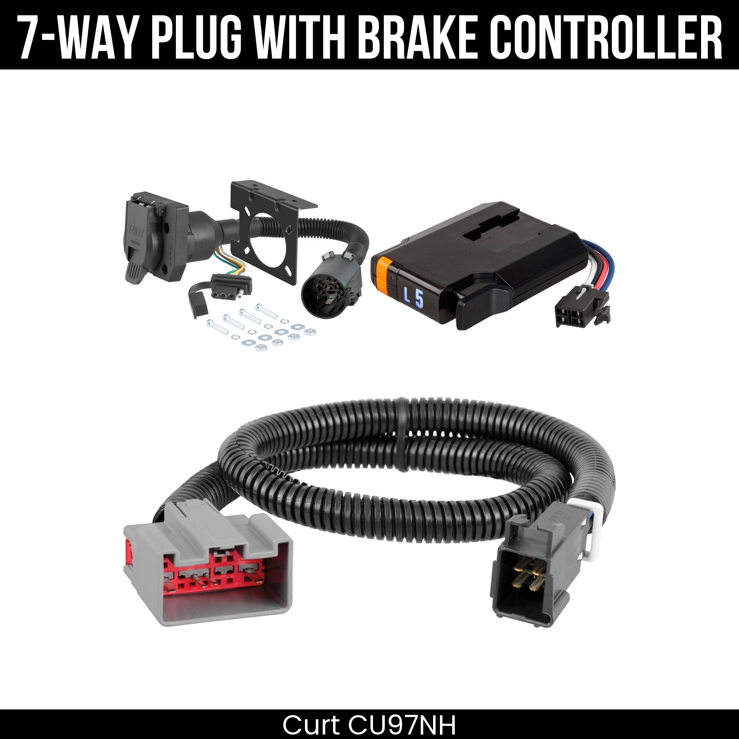 Trailer Wiring 7-Way Plug w/ Bracket , Discovery Next Brake Control