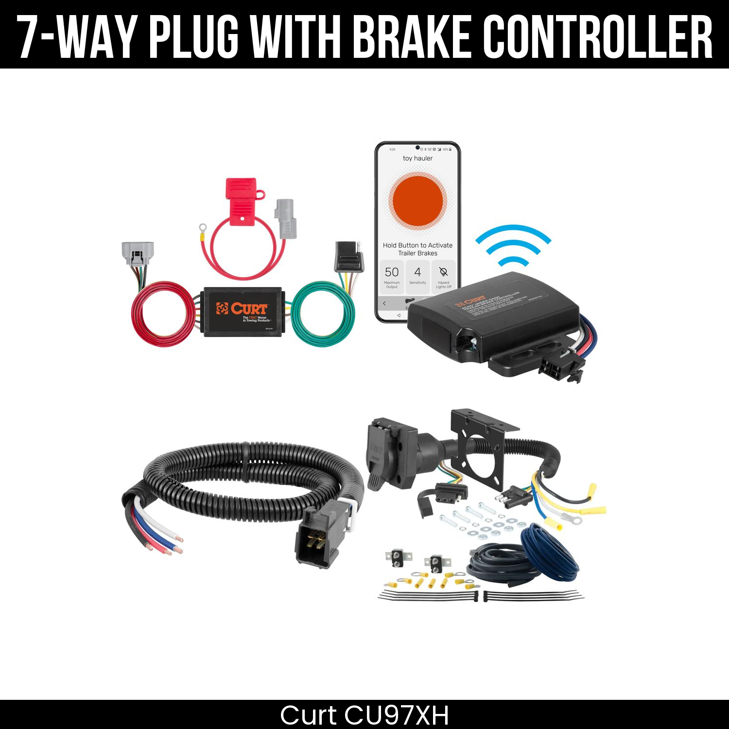 Trailer Wiring 7-Way Plug w/ Bracket , Echo Under-Dash Brake Control