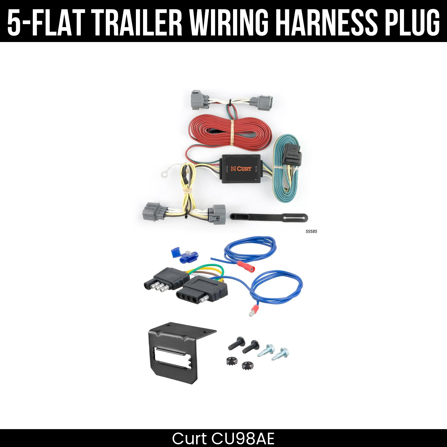 Trailer Wiring 5-Flat Plug w/ Bracket