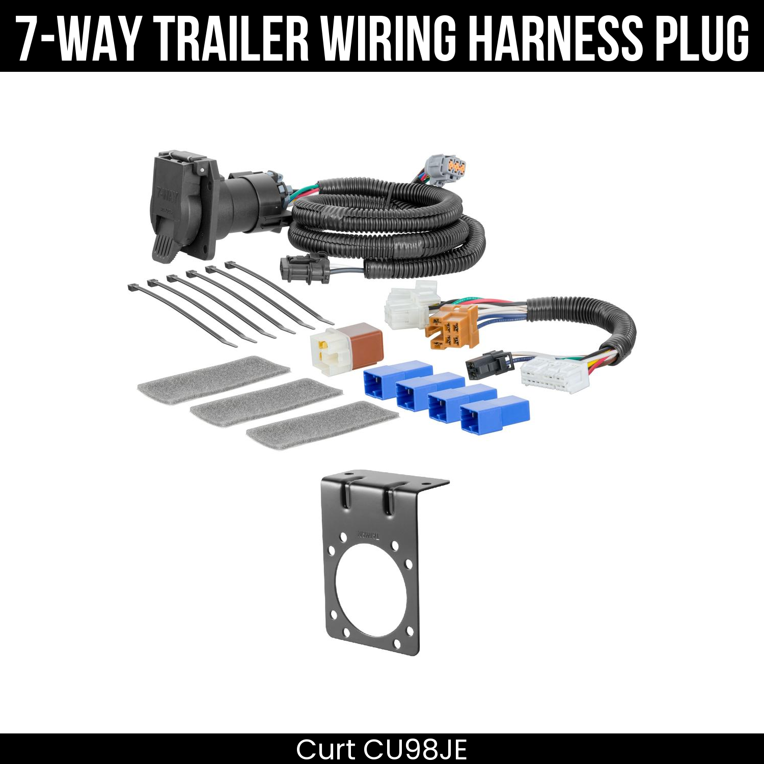 Trailer Wiring 7-Way Plug w/ Bracket