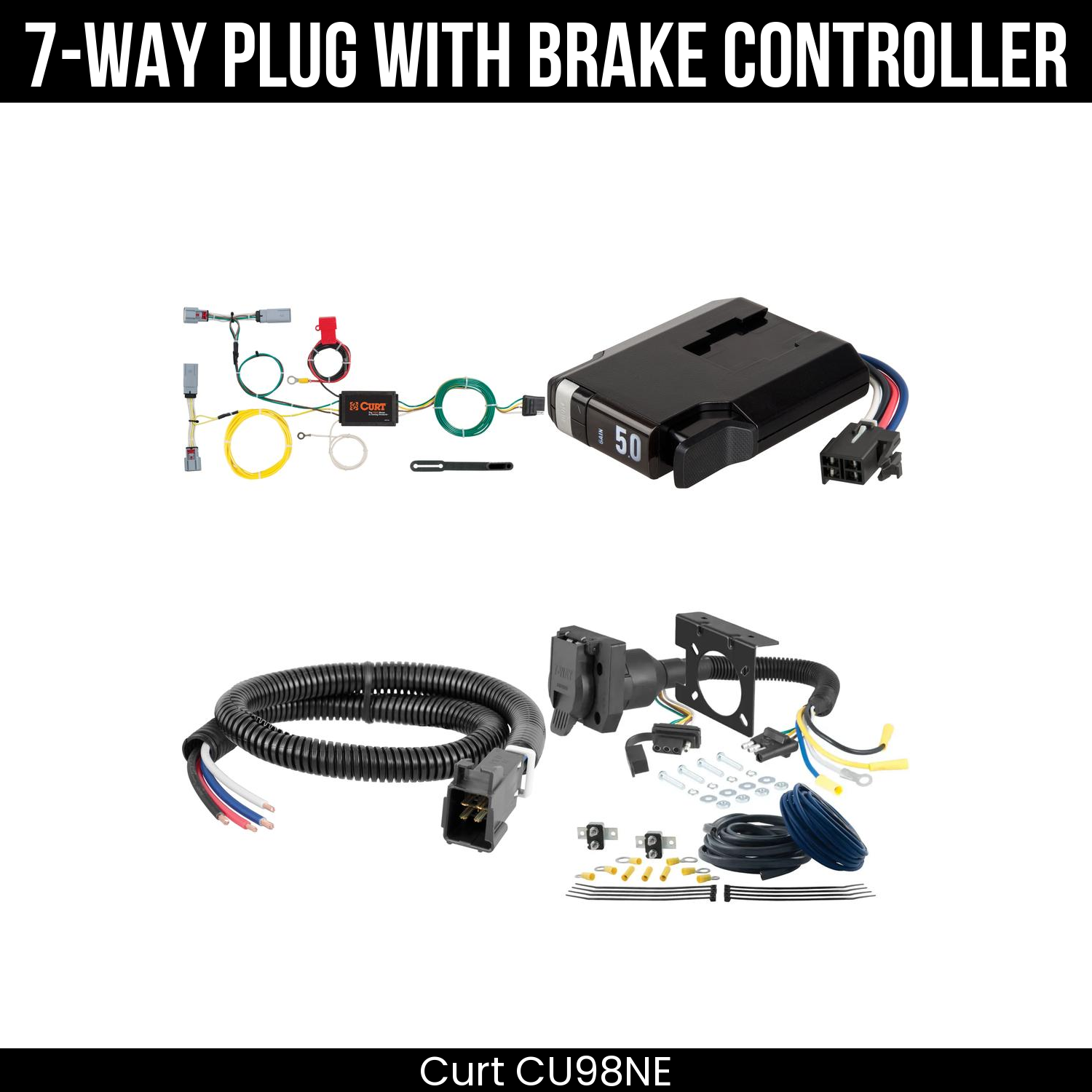Trailer Wiring 7-Way Plug w/ Bracket , TriFlex NEXT Brake Control