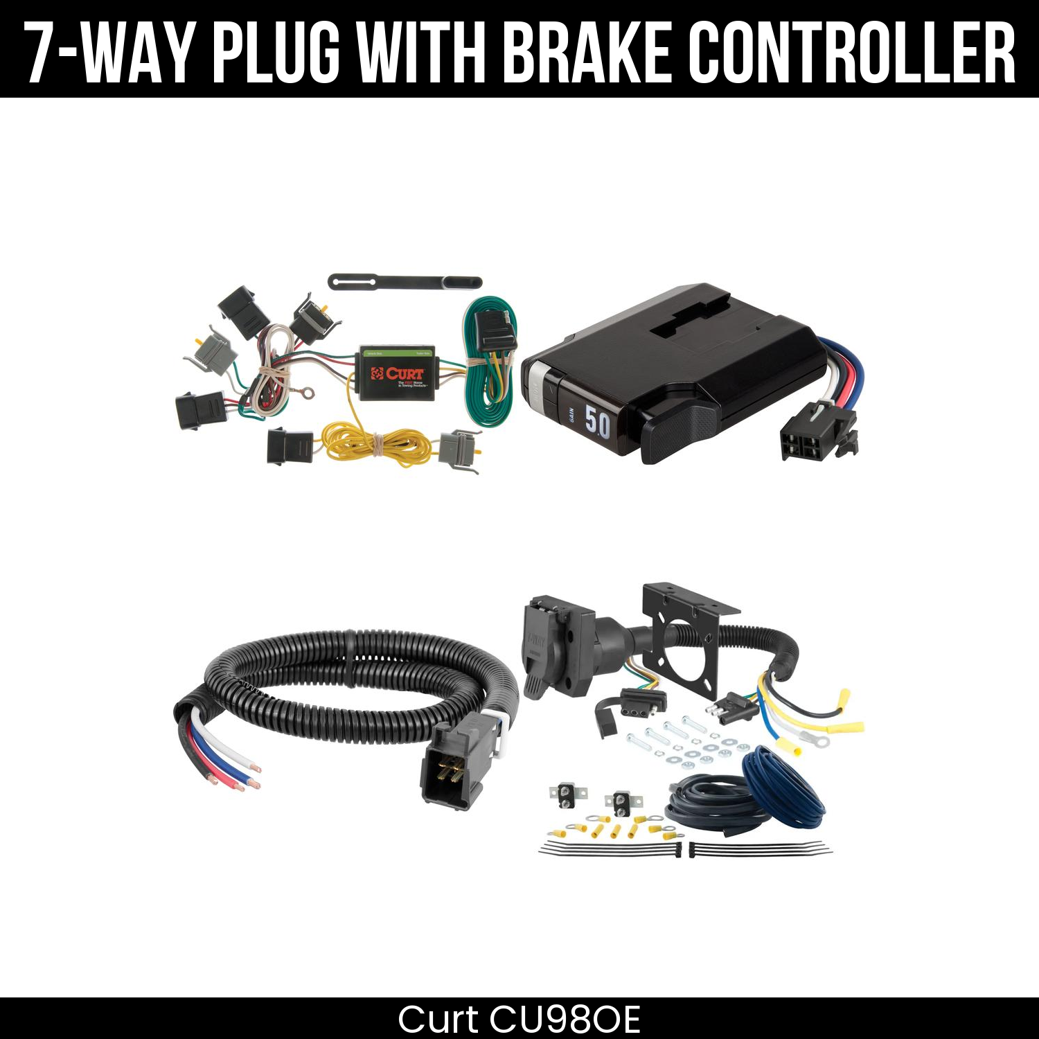 Trailer Wiring 7-Way Plug w/ Bracket , TriFlex NEXT Brake Control