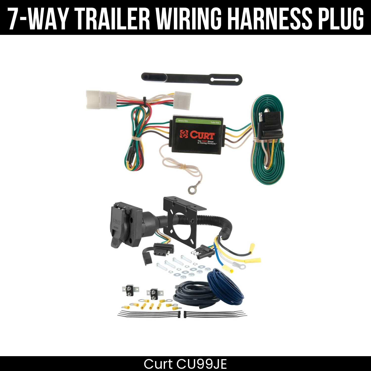 Trailer Wiring 7-Way Plug w/ Bracket