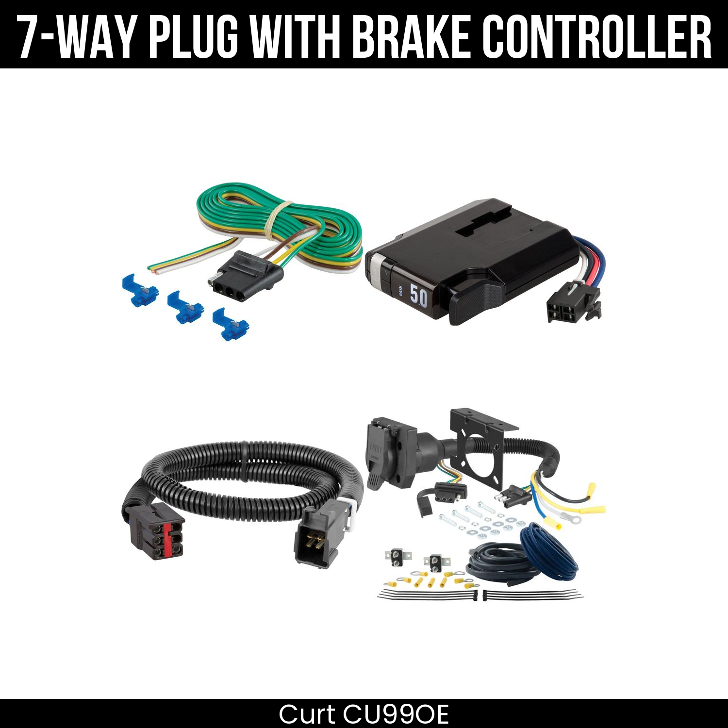 Trailer Wiring 7-Way Plug w/ Bracket , TriFlex NEXT Brake Control