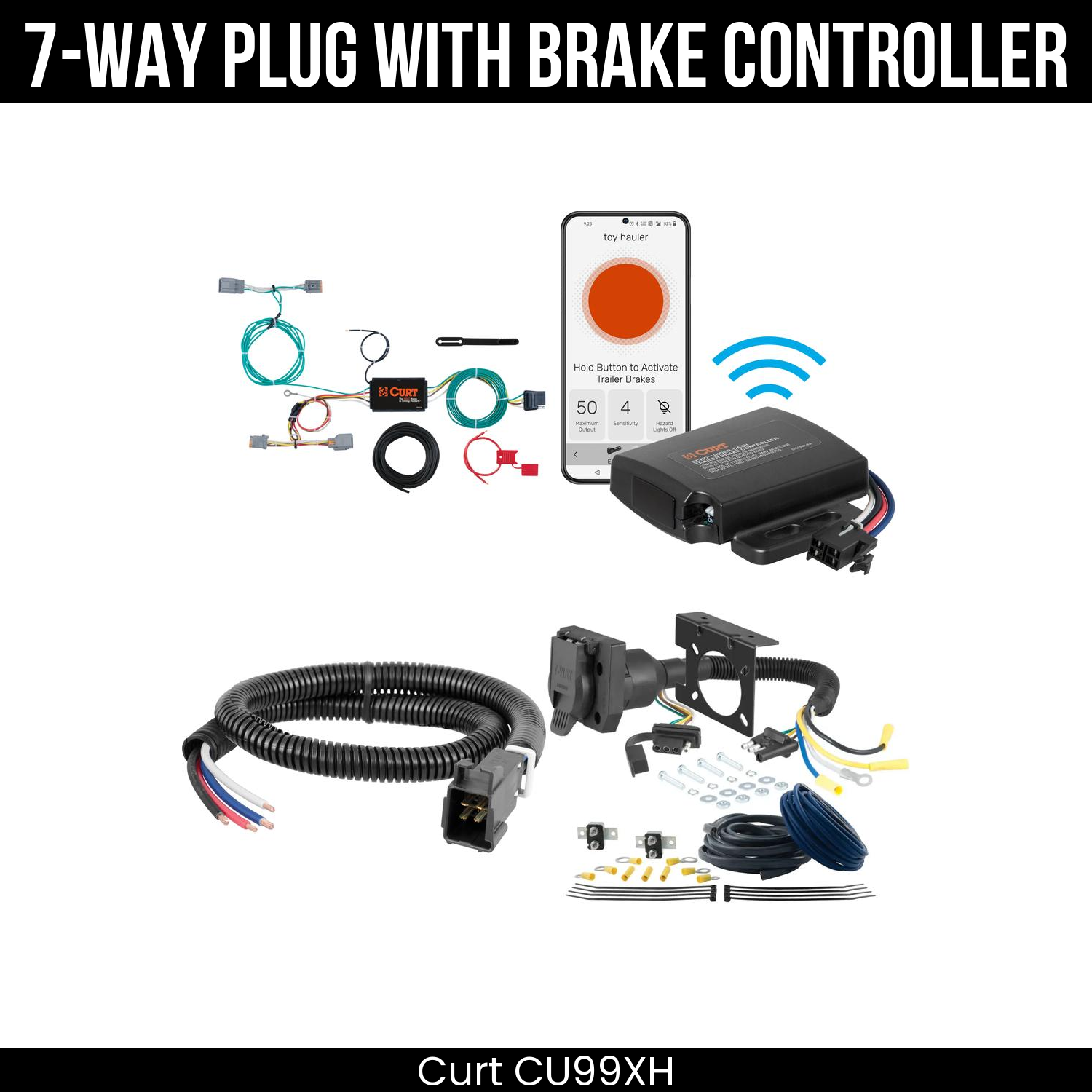 Trailer Wiring 7-Way Plug w/ Bracket , Echo Under-Dash Brake Control