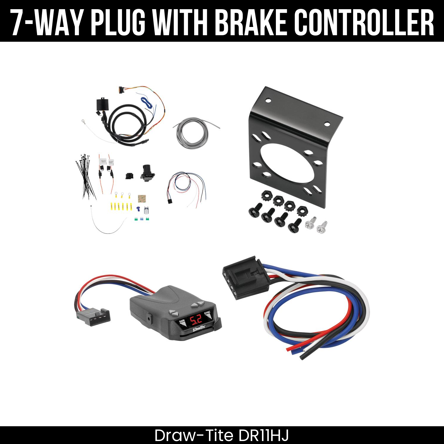 Trailer Wiring 7-Way Plug w/ Bracket , Draw-Tite Activator IV Brake Control