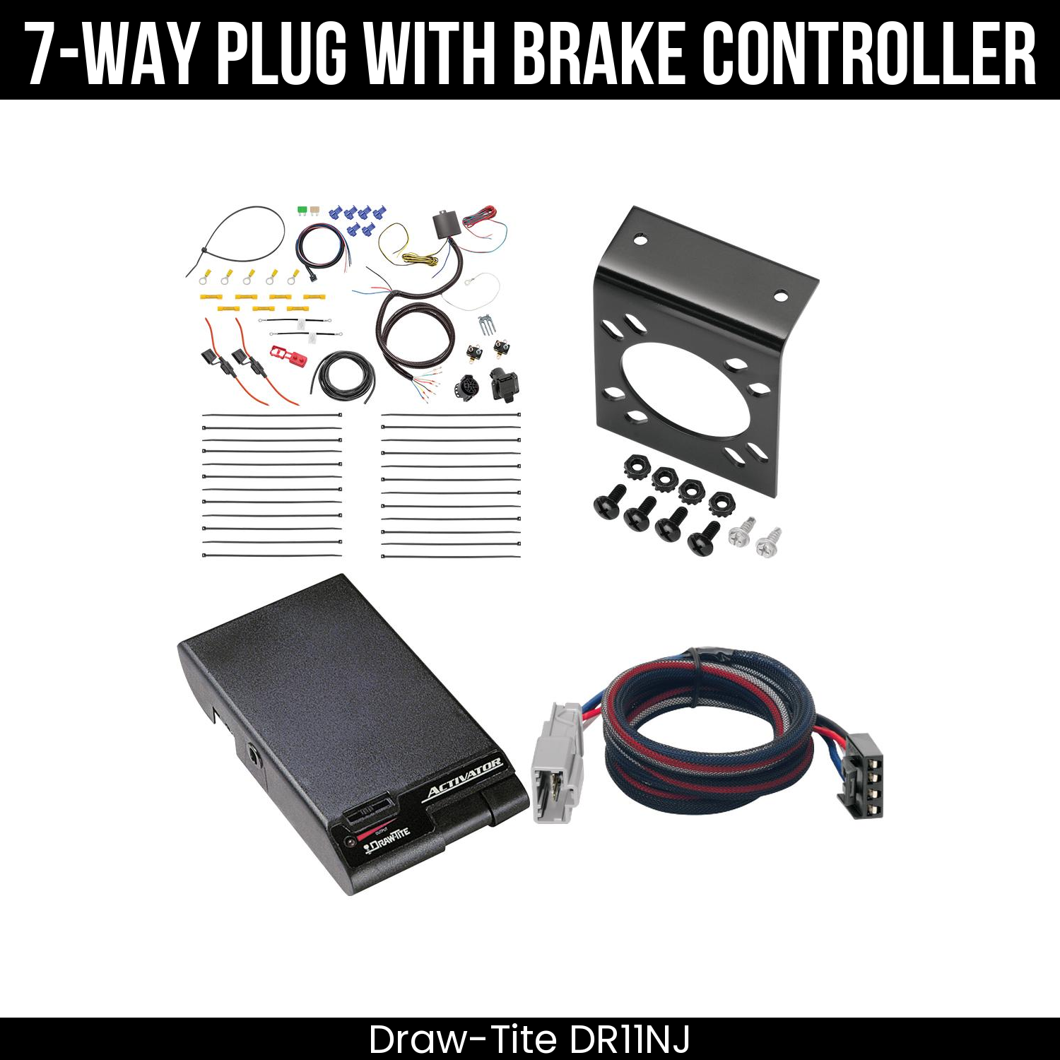 Trailer Wiring 7-Way Plug w/ Bracket , Draw-Tite Activator Brake Control