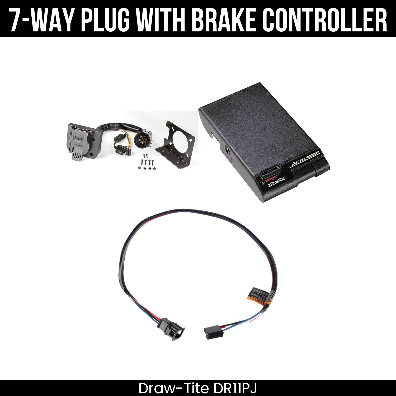 Trailer Wiring 7-Way Plug w/ Bracket , Draw-Tite Activator Brake Control