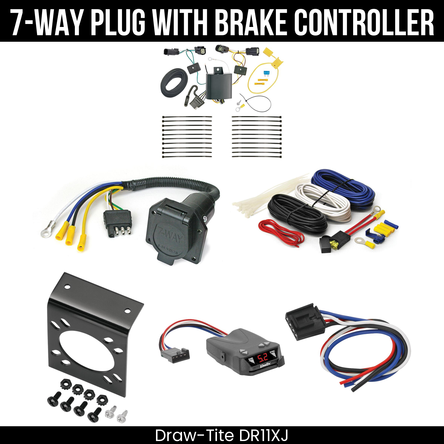 Trailer Wiring 7-Way Economy Plug w/ Bracket , Draw-Tite Activator IV Brake Control