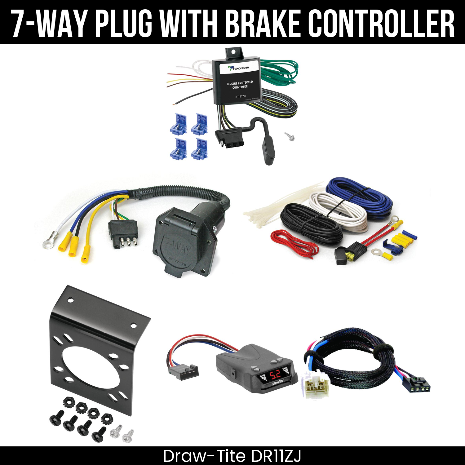 Trailer Wiring 7-Way Economy Plug w/ Bracket , Draw-Tite Activator IV Brake Control