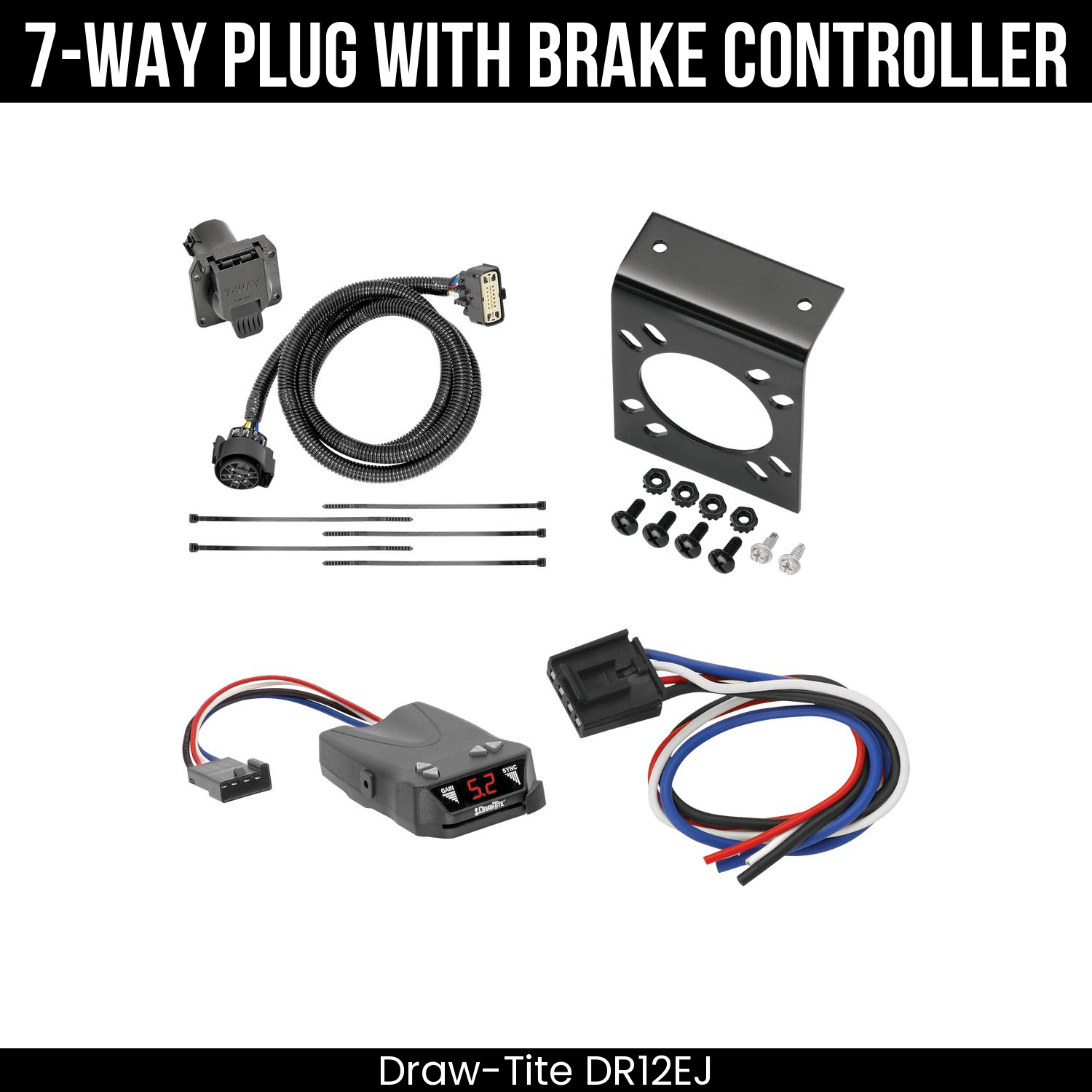 Trailer Wiring 7-Way Plug w/ Bracket , Draw-Tite Activator IV Brake Control