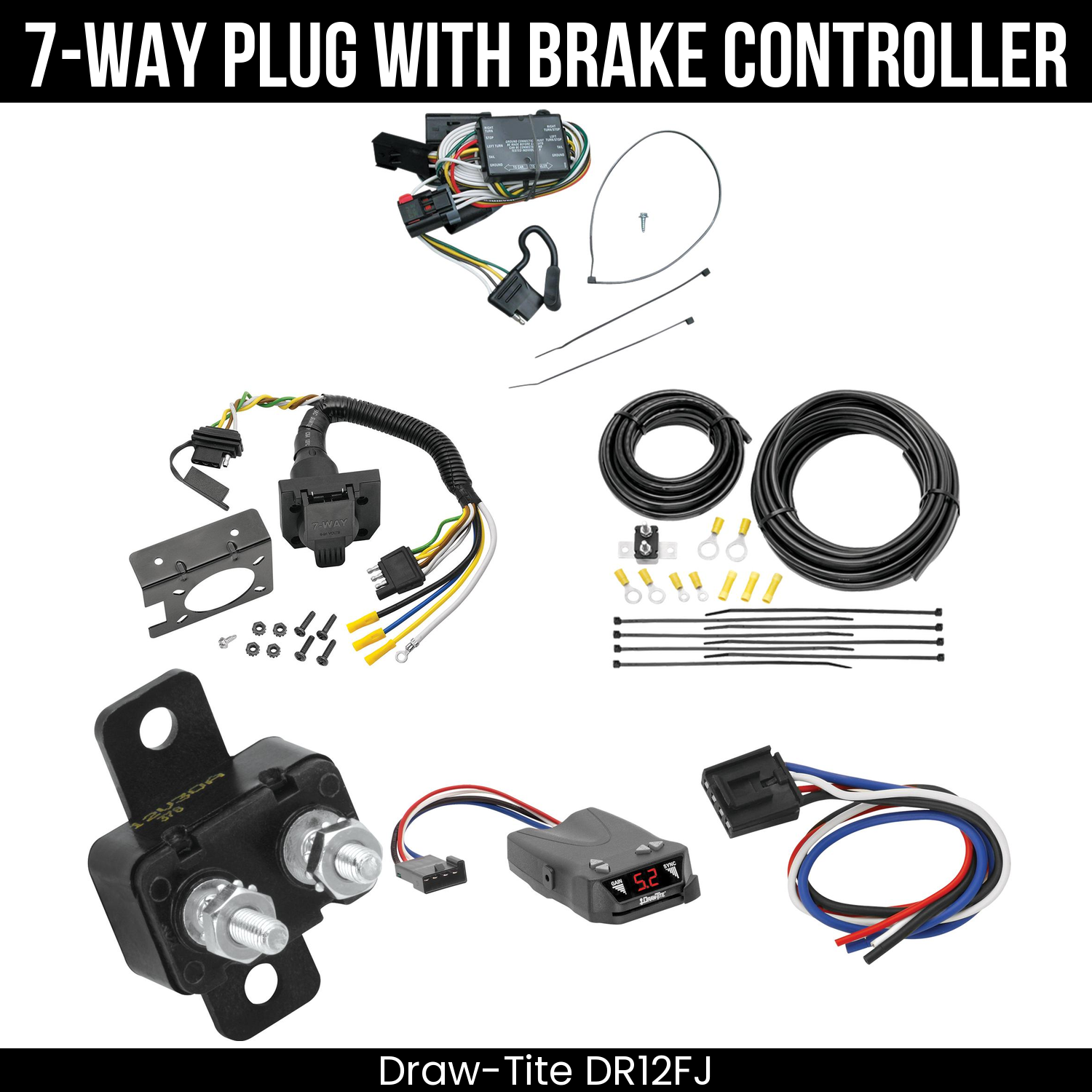 Trailer Wiring 7-Way Plug w/ Bracket , Draw-Tite Activator IV Brake Control