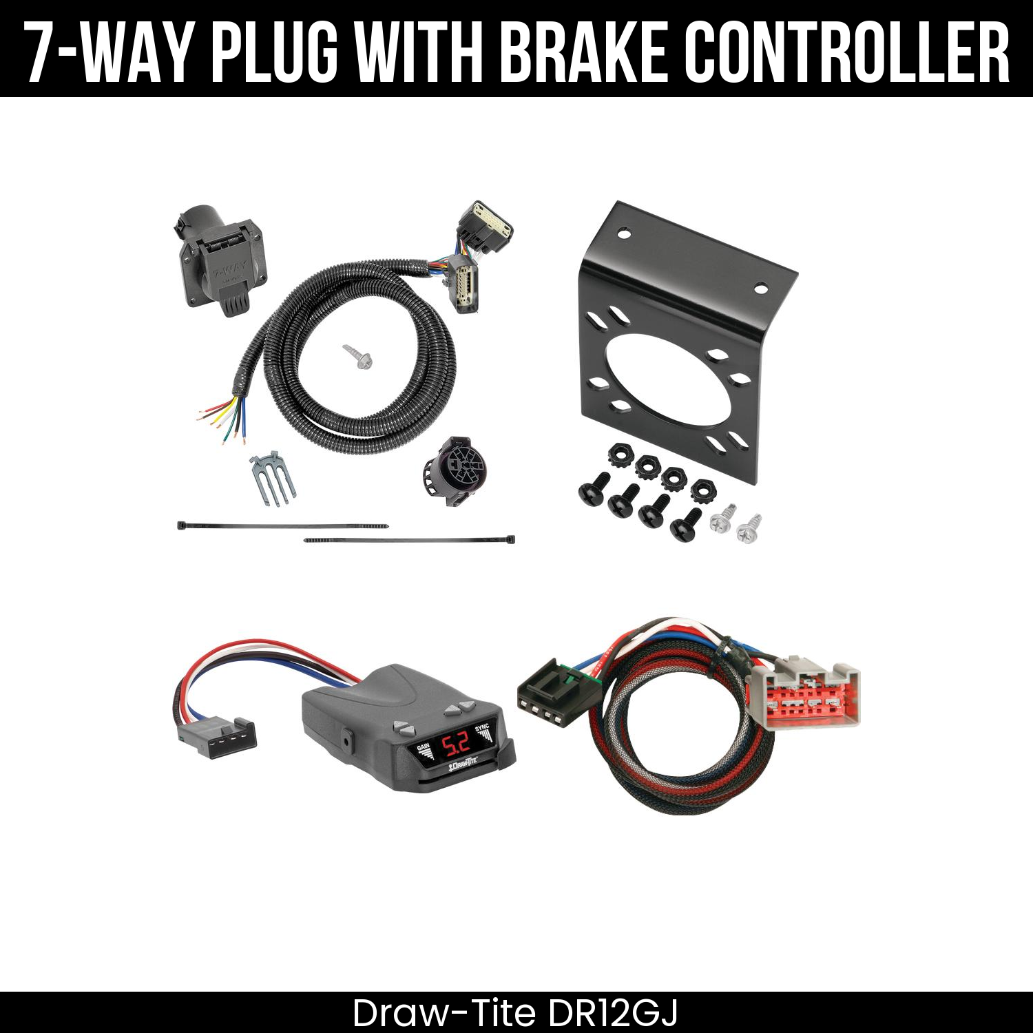 Trailer Wiring 7-Way Plug w/ Bracket , Draw-Tite Activator IV Brake Control