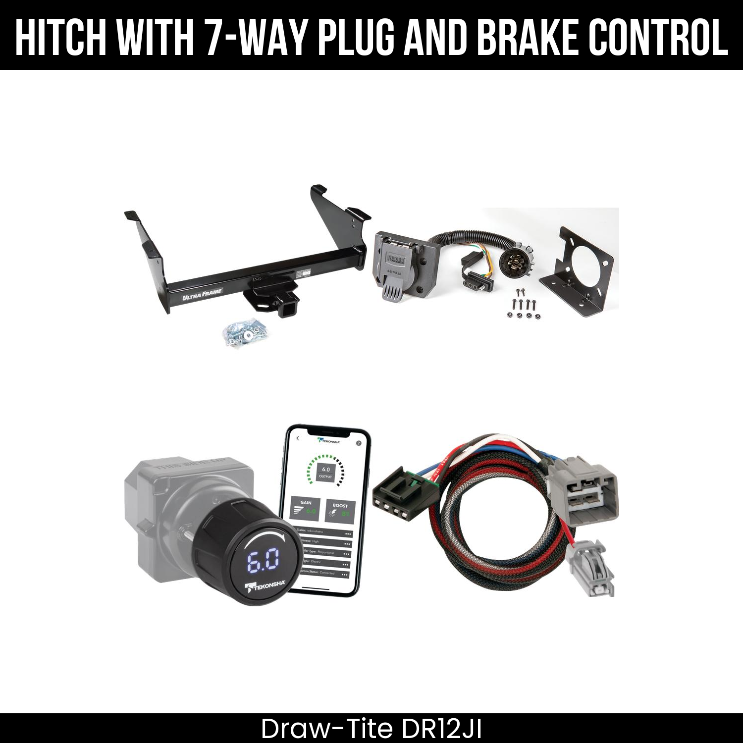 Draw Tite DR12JI Hitch With 7 Way Plug And Brake Control Bundle Featureimg
