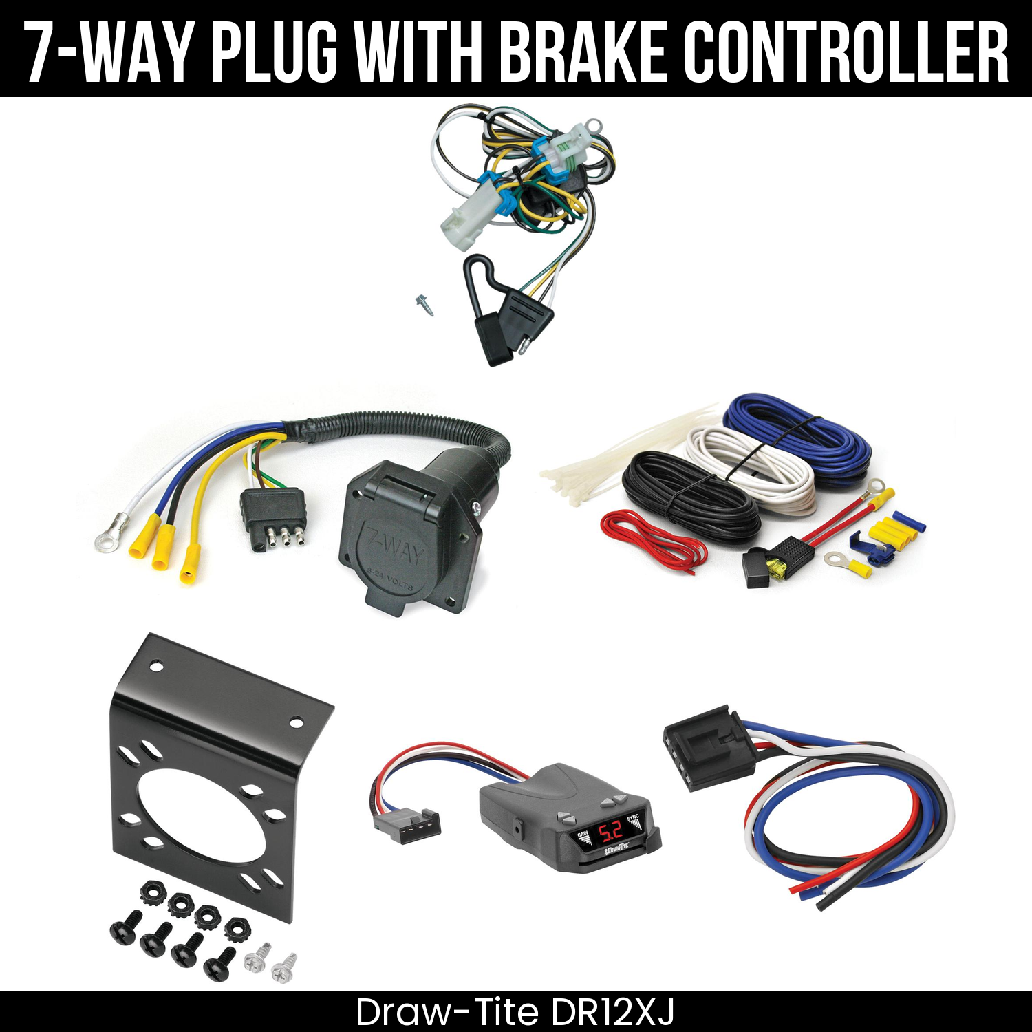 Trailer Wiring 7-Way Economy Plug w/ Bracket , Draw-Tite Activator IV Brake Control