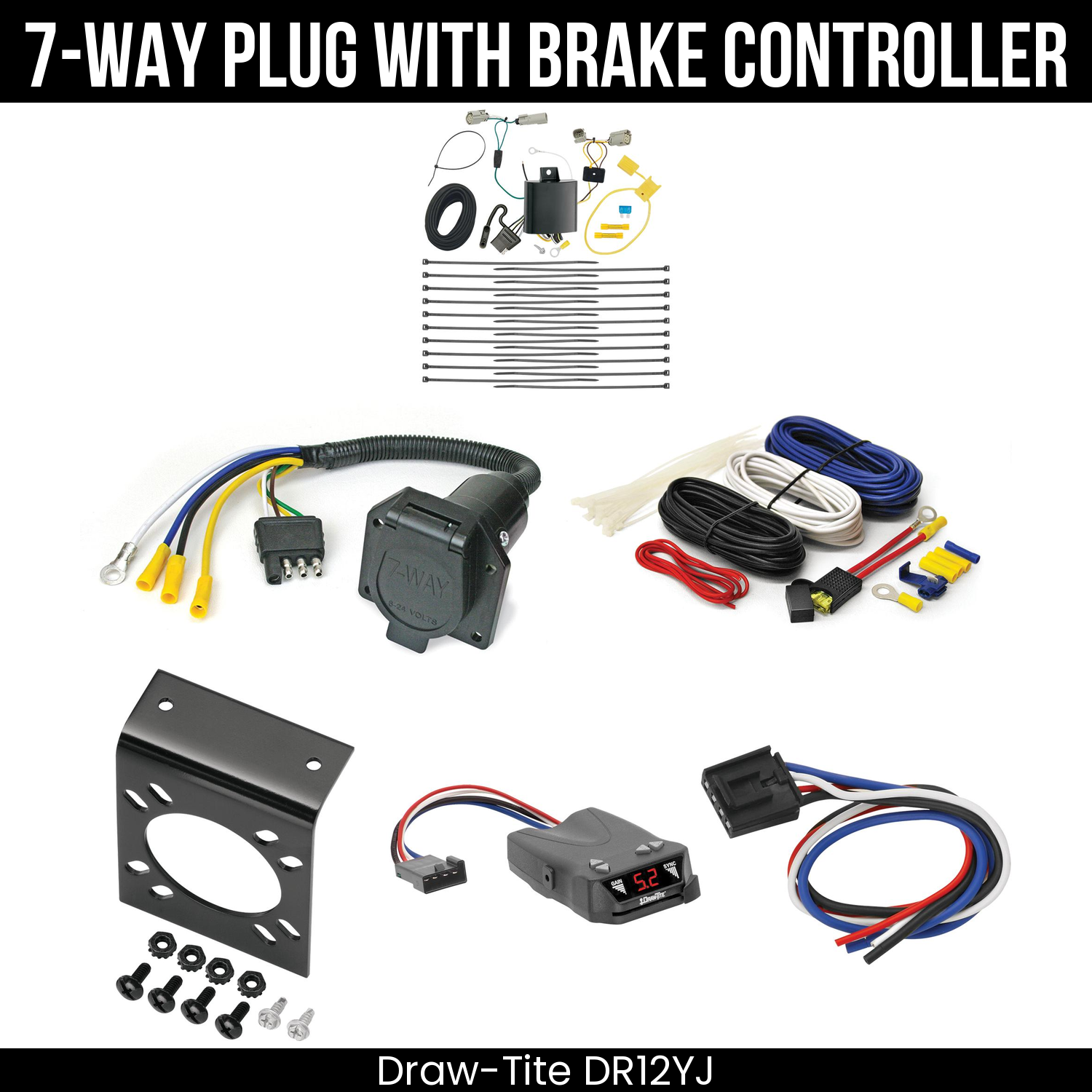 Trailer Wiring 7-Way Economy Plug w/ Bracket , Draw-Tite Activator IV Brake Control