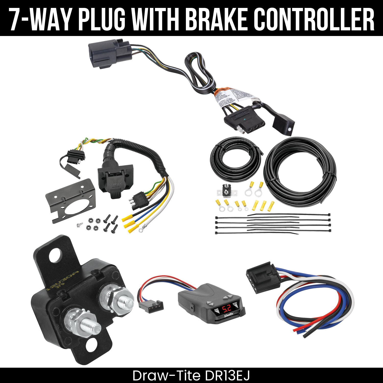 Trailer Wiring 7-Way Plug w/ Bracket , Draw-Tite Activator IV Brake Control