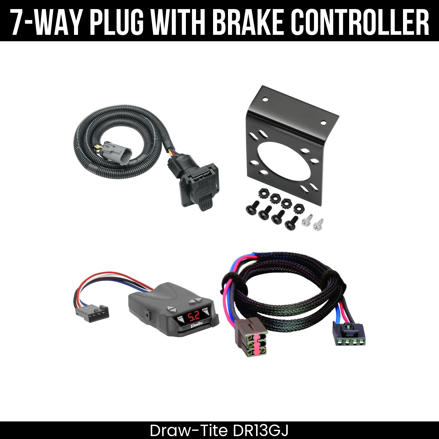 Trailer Wiring 7-Way Plug w/ Bracket , Draw-Tite Activator IV Brake Control